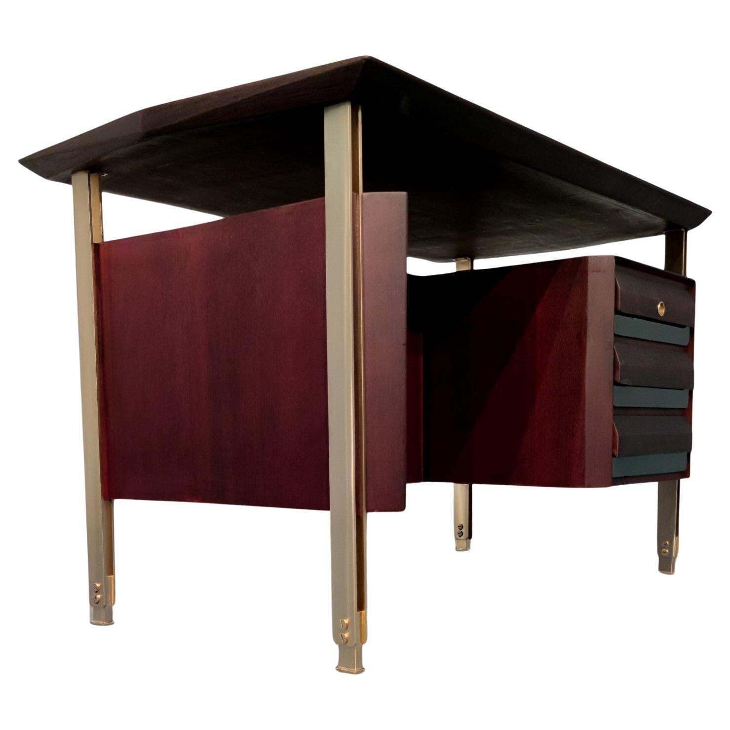 Italian Mid Century Modern Executive Table Desk By Vittorio Dassi, 1960s photo Furniture
