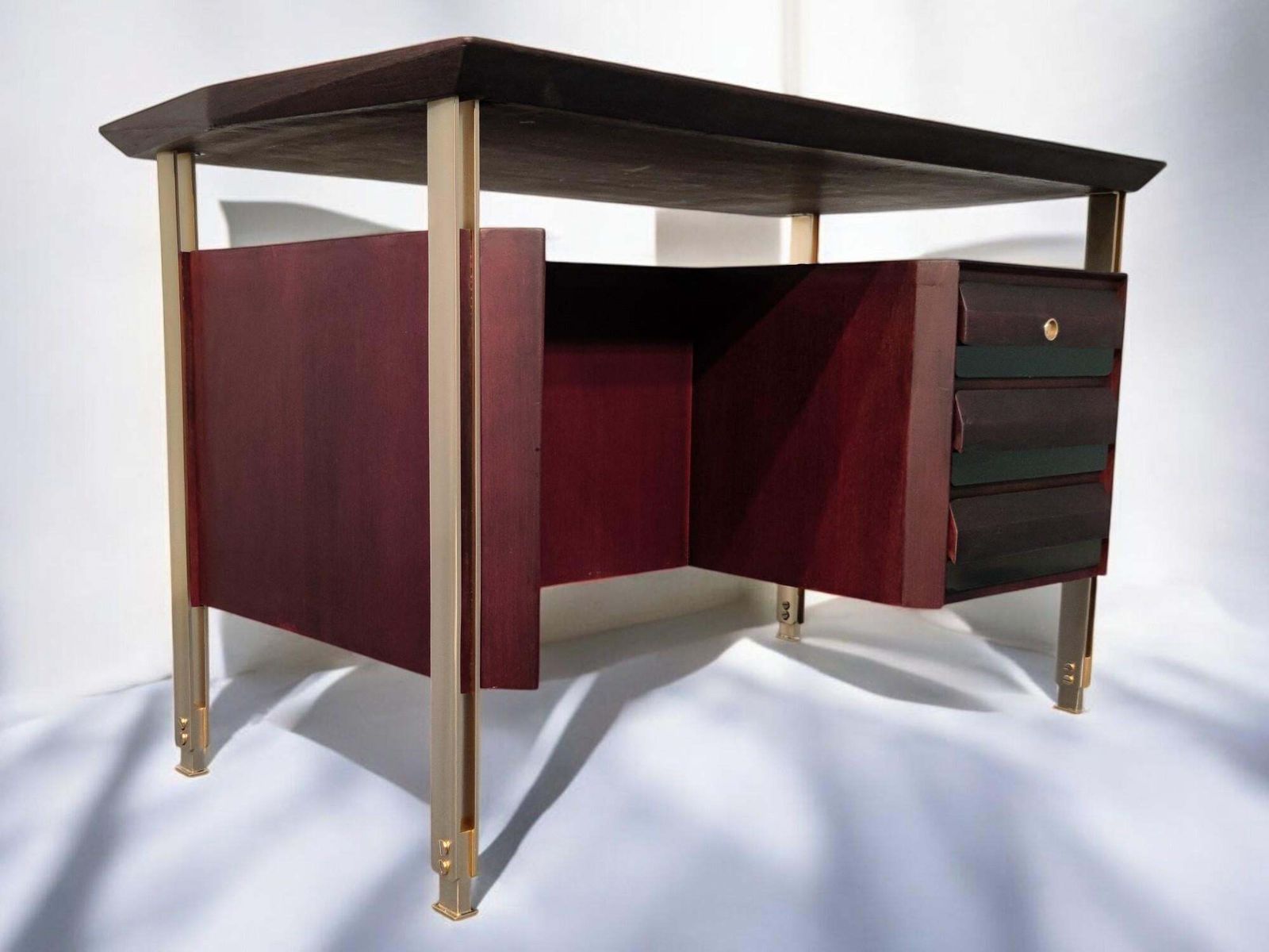 Italian Mid Century Modern Executive Table Desk By Vittorio Dassi, 1960s photo vintage
