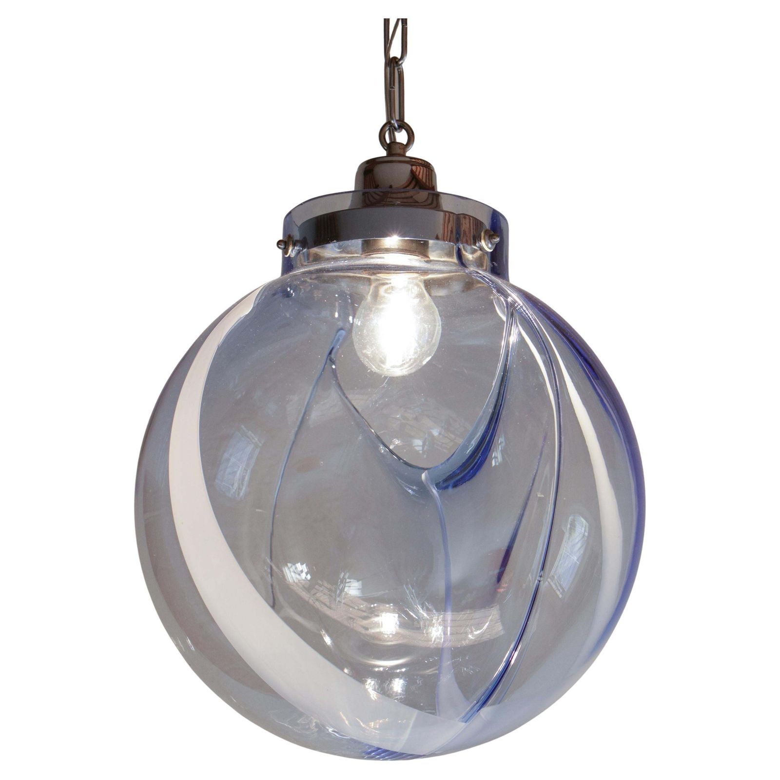Italian Mid Century Murano Ball Glass Pendant Lamp By Toni Zuccheri, 1960s