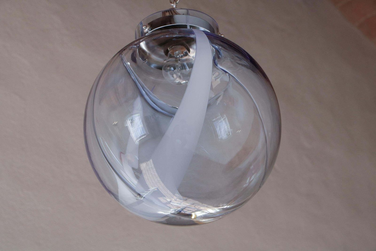 photo for sale Italian Mid Century Murano Ball Glass Pendant Lamp By Toni Zuccheri, 1960s