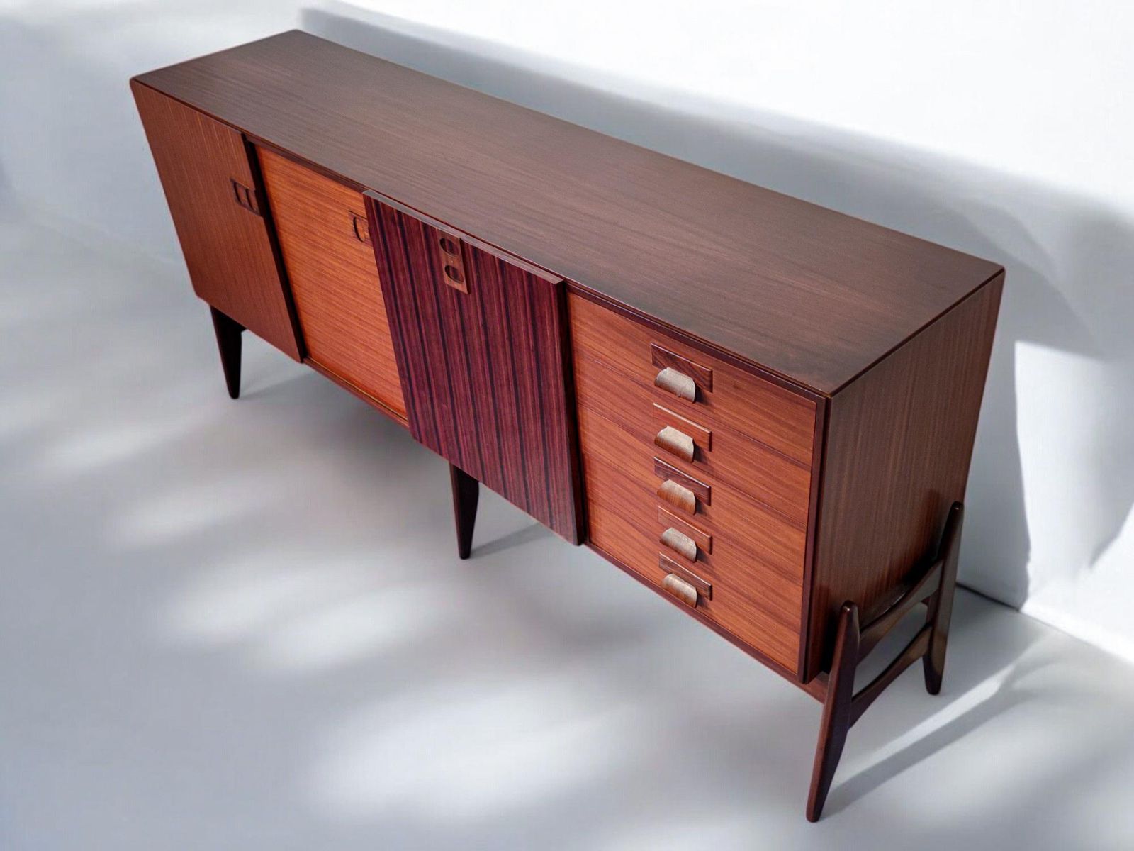 Italian Mid Century Modern Teak Sideboard By Fratelli Proserpio, 1960s photo Furniture