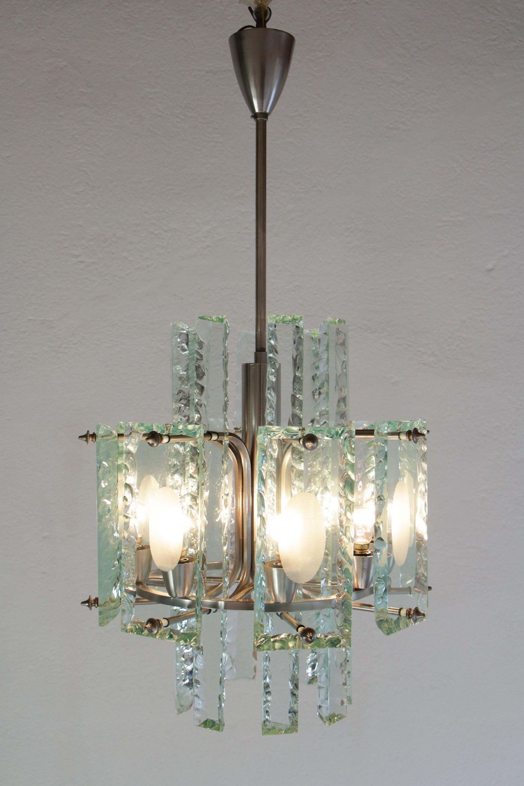 Italian Mid Century  Chandelier Attributed To Fontana Arte  , 1950s photo Lighting