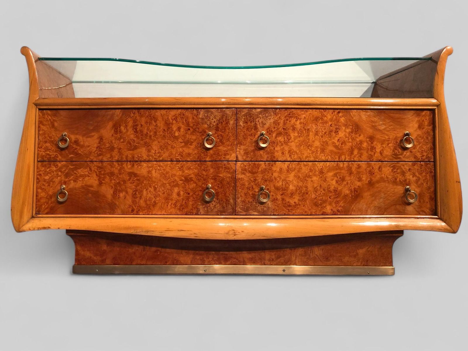 Italian Mid Century Modern Chest Of Drawers In Birch Briar Root, 1950s photo for sale