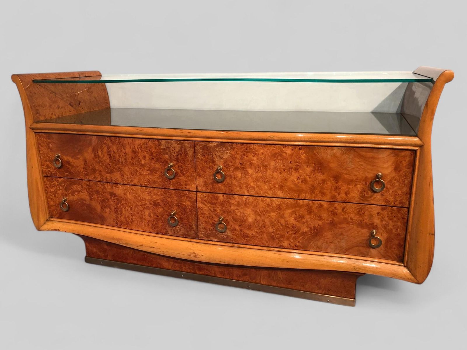 Furniture Italian Mid Century Modern Chest Of Drawers In Birch Briar Root, 1950s photo