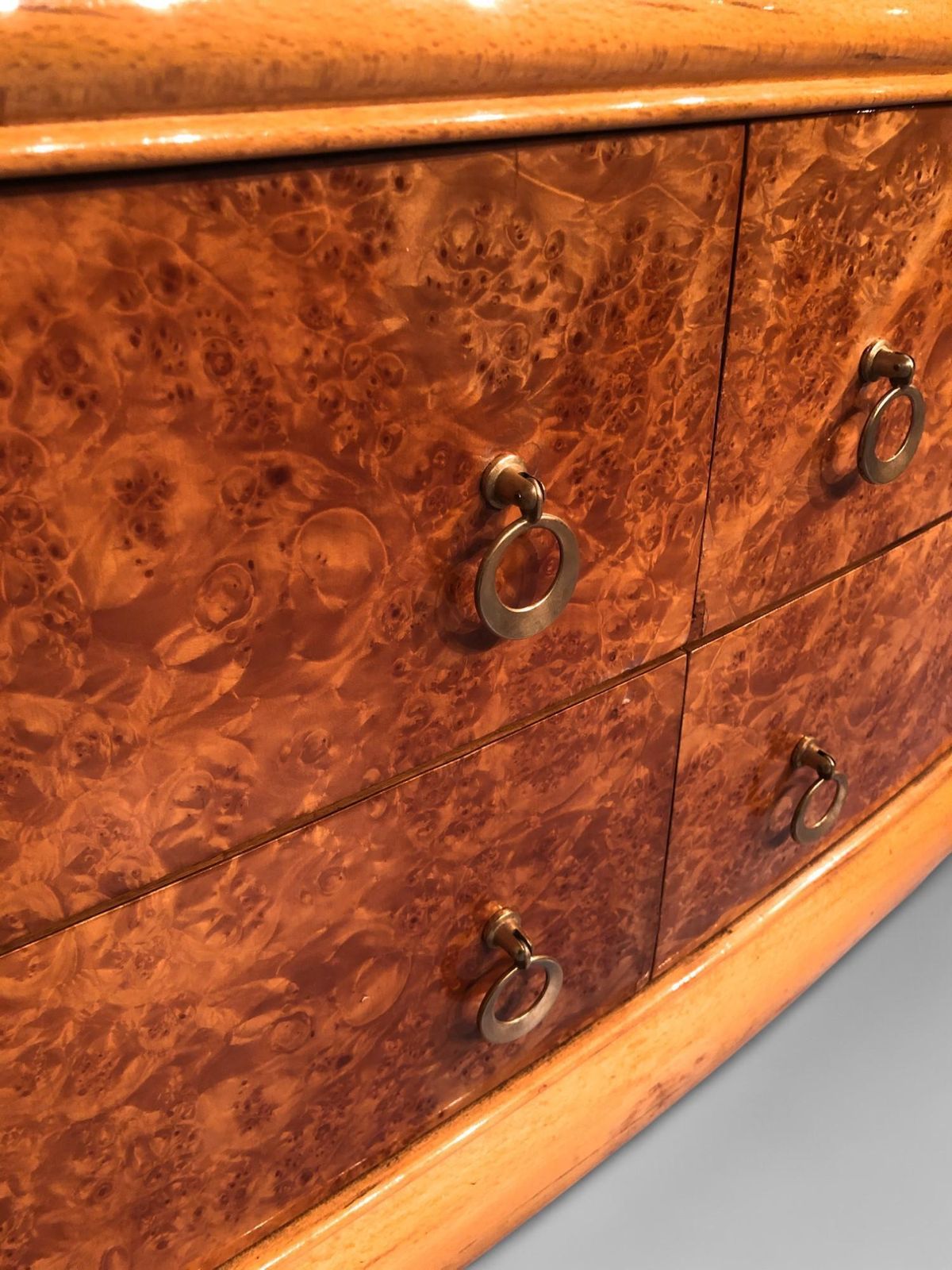 photo vintage Italian Mid Century Modern Chest Of Drawers In Birch Briar Root, 1950s