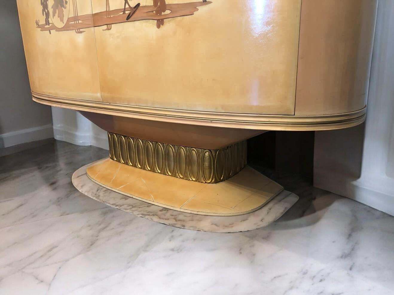 Art Deco Lacquered Wood Parchment Bar Cabinet, Galleria Mobili Cantù Italy, 1950 photo vinterior