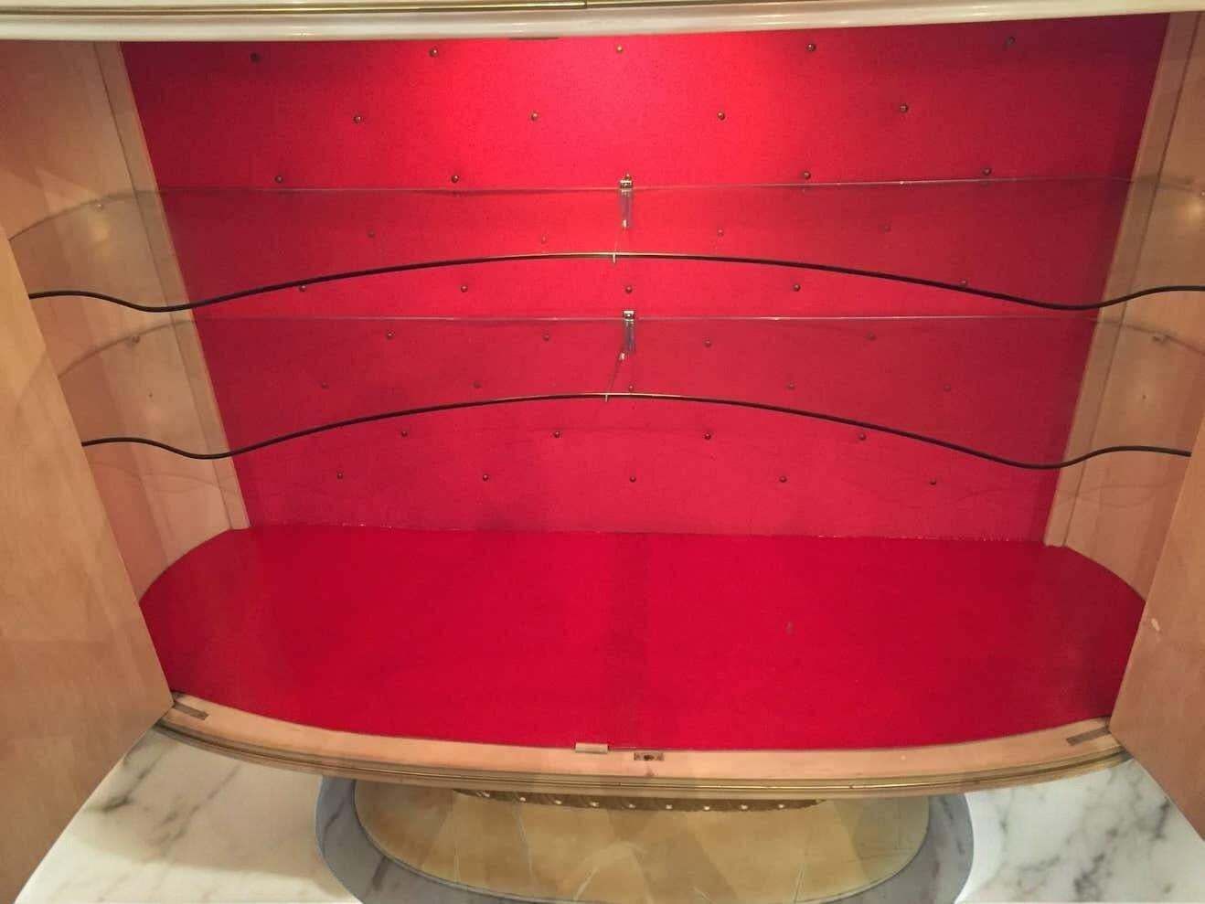 photo for sale Art Deco Lacquered Wood Parchment Bar Cabinet, Galleria Mobili Cantù Italy, 1950