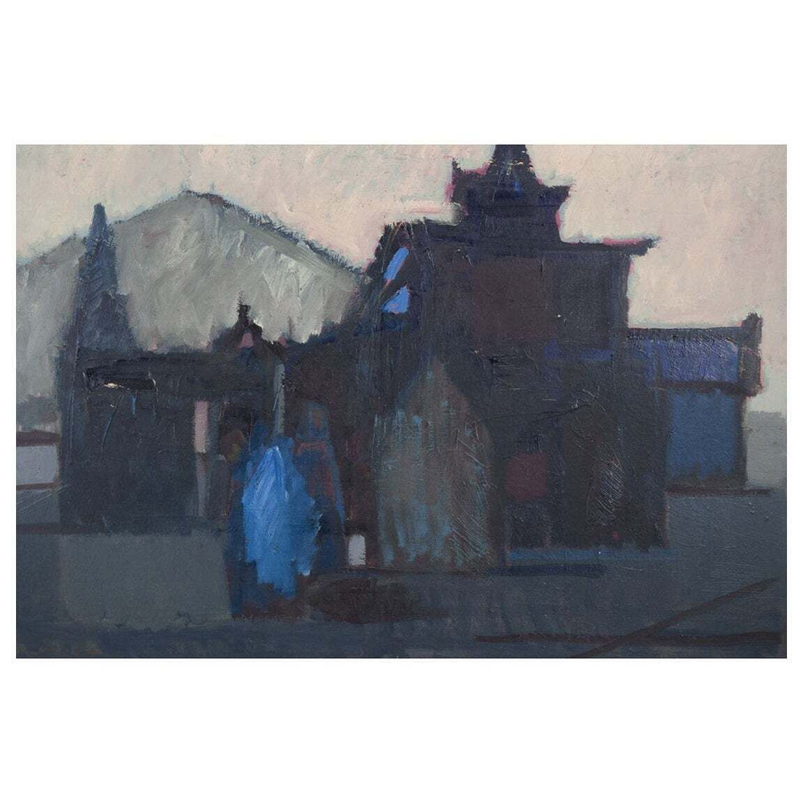 Peer Lorentz Dahl, Norwegian Danish Artist. Oil On Canvas. View Of A Church.