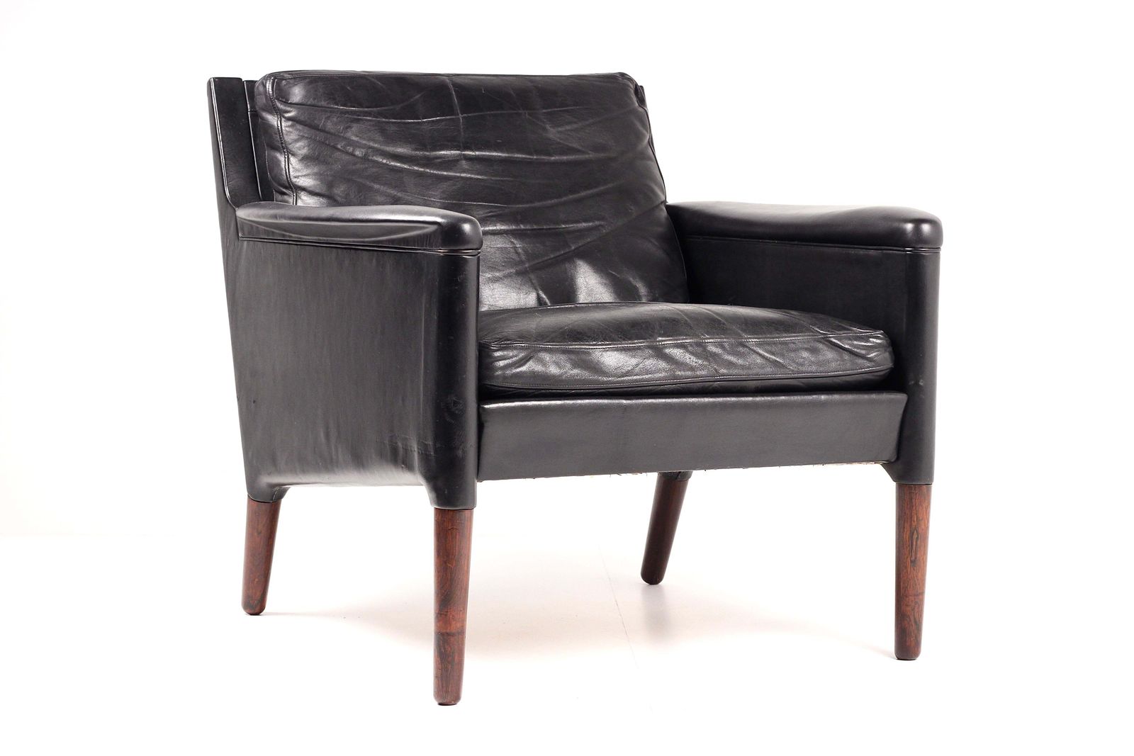 photo vinterior Kurt østervig Model 55 Black Leather Lounge Chair  Danish Mid Century Design