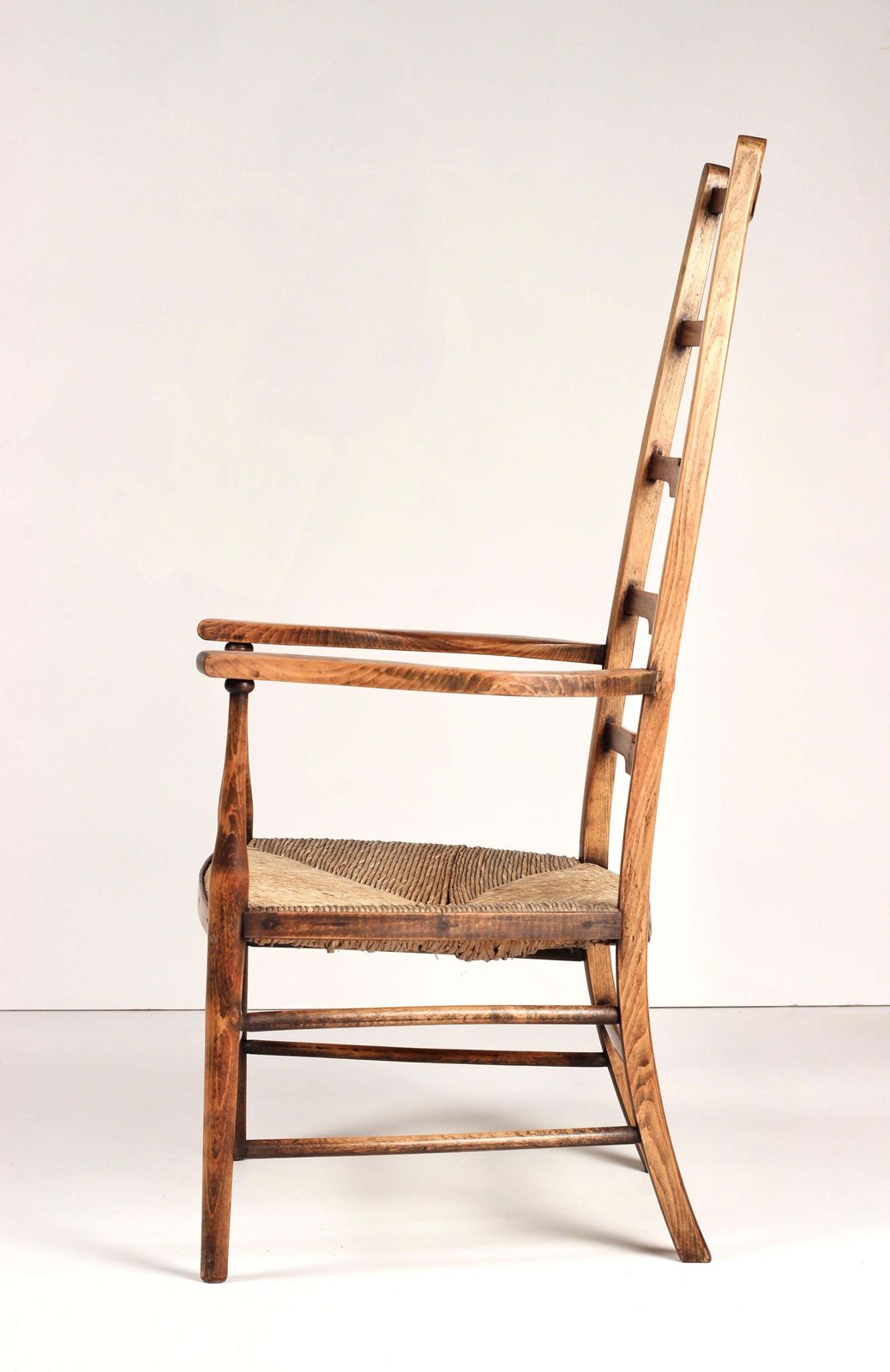 A Pair Of Arts And Crafts Ladder Back Chairs Early 1900’s England photo vintage
