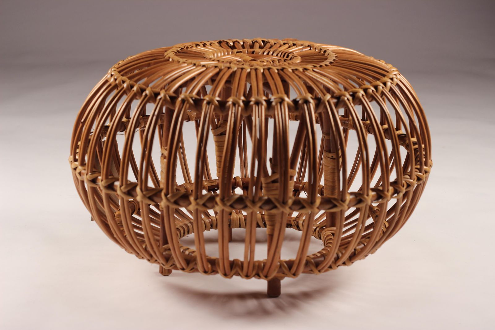 Franco Albini Wicker Ottoman, Stool Or Side Table photo vintage