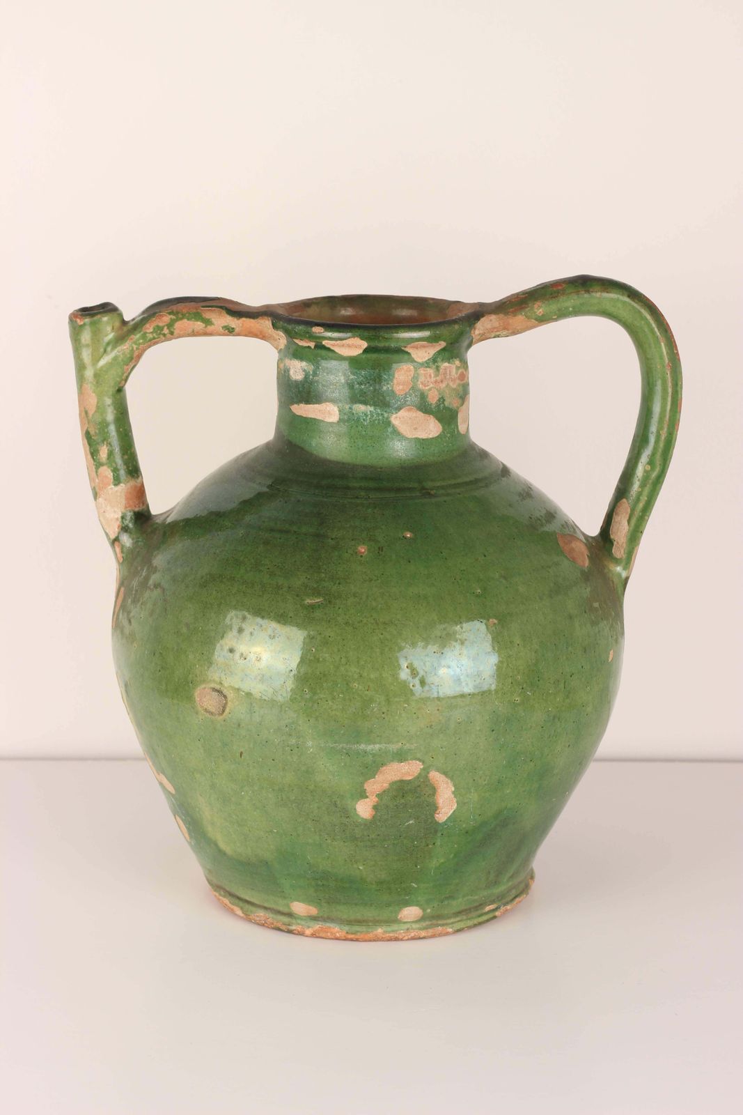 Antique French Glazed Terracotta Water Spout Jug   Authentic Southern France photo for sale