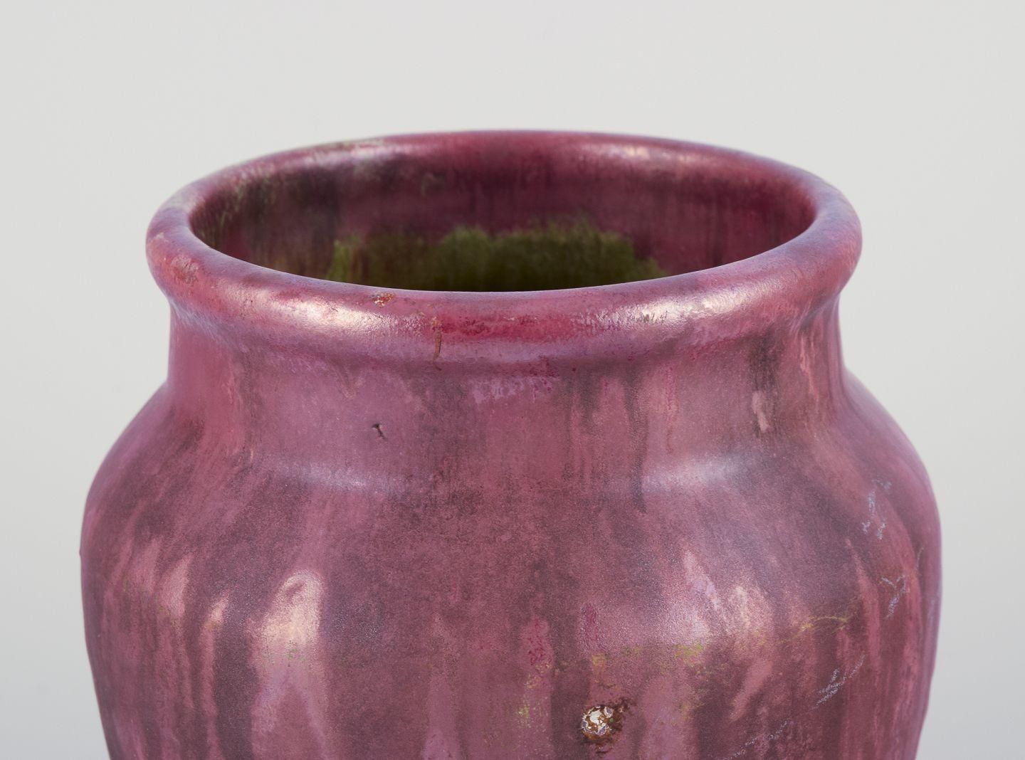 Søren Kongstrand (1872 1951) Danish Ceramicist. Vase With Matte And Shiny Glaze. photo for sale