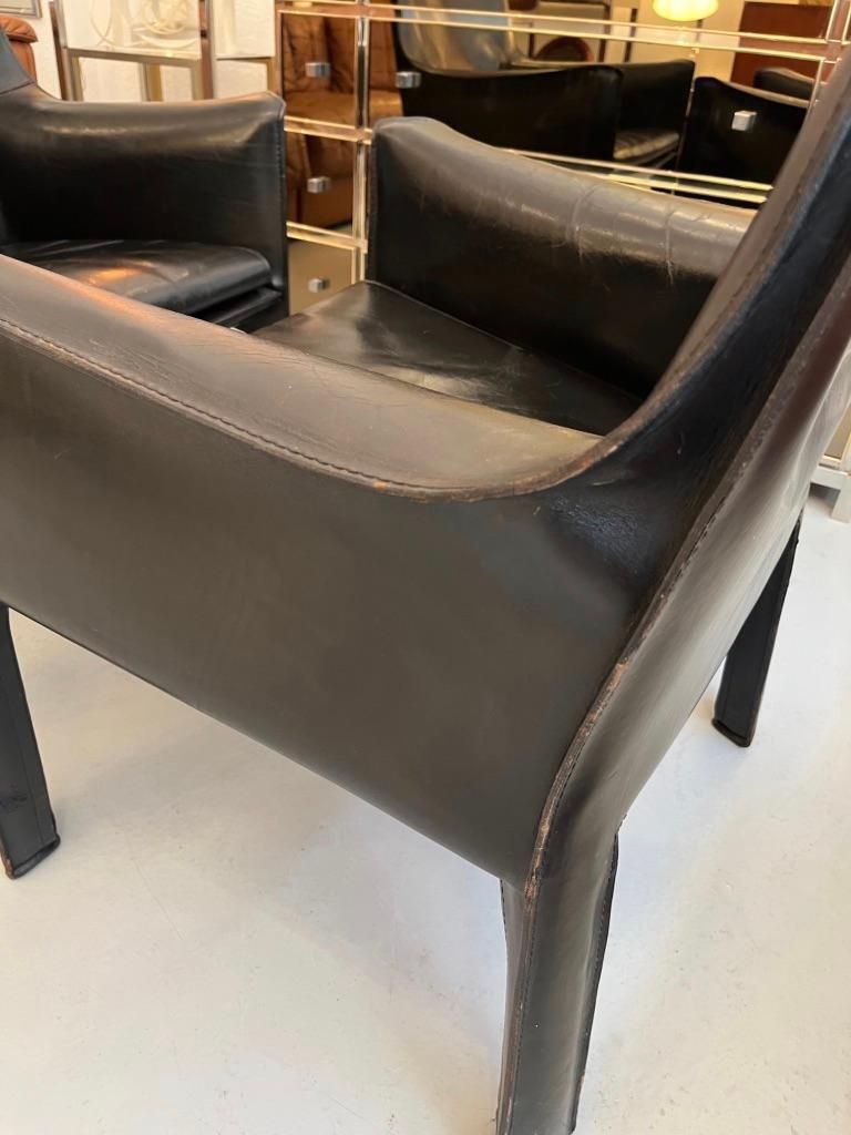 Pair Of Black Leather Cab 414 Lounge Chairs By Mario Bellini, Cassina, Ca. 1970s photo Furniture