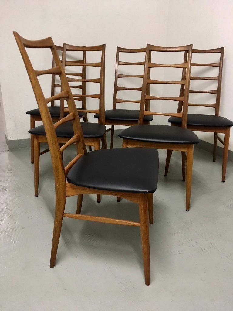 Set Of Six Teak Ladder Dining Chair By Niels Koefoed, Denmark, Circa 1960 photo vinterior