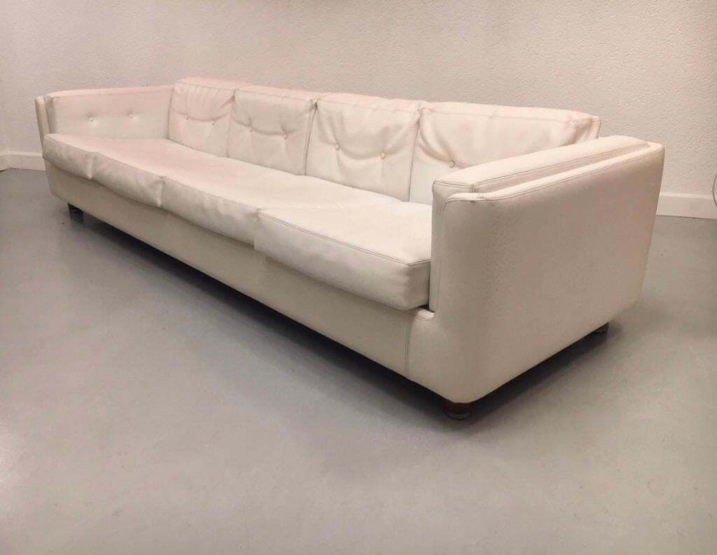 4 Seat White Faux Leather "Montenapo" Sofa By Zanotta, Italy, 1965 photo furniture