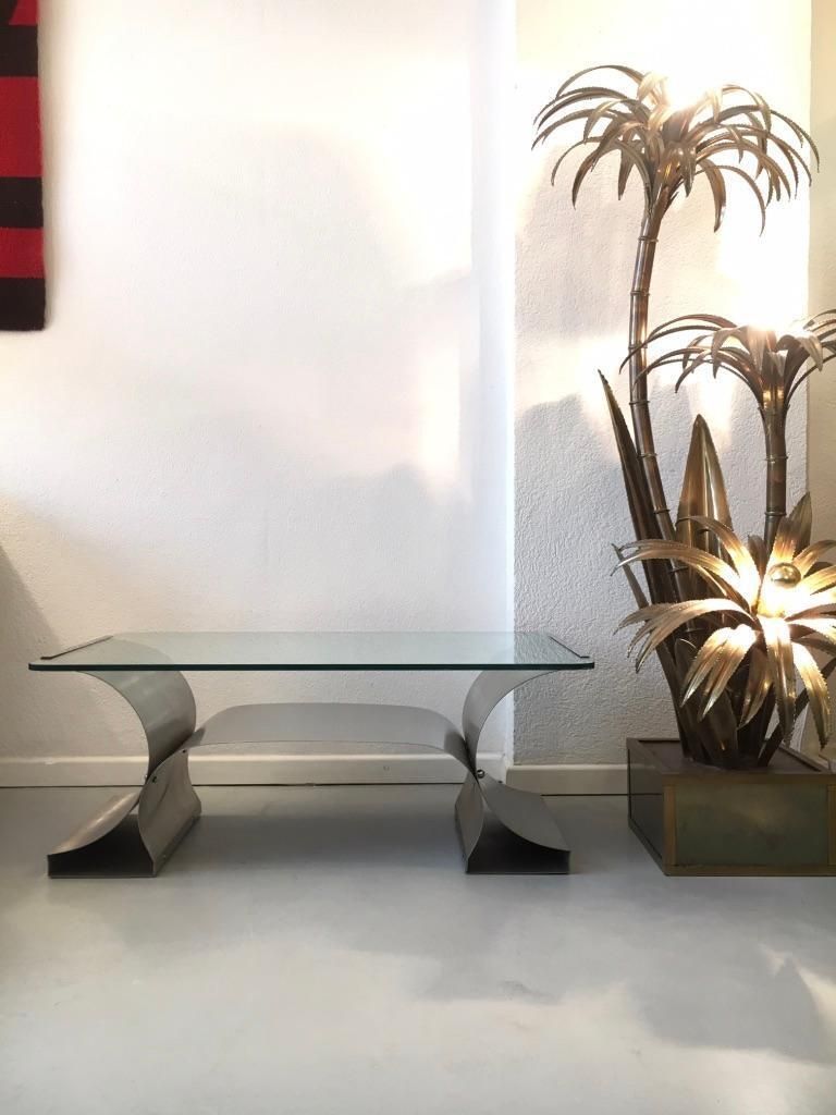 Stainless Steel Coffee Table By François Monnet Produced By Kappa, France 1970's photo buy