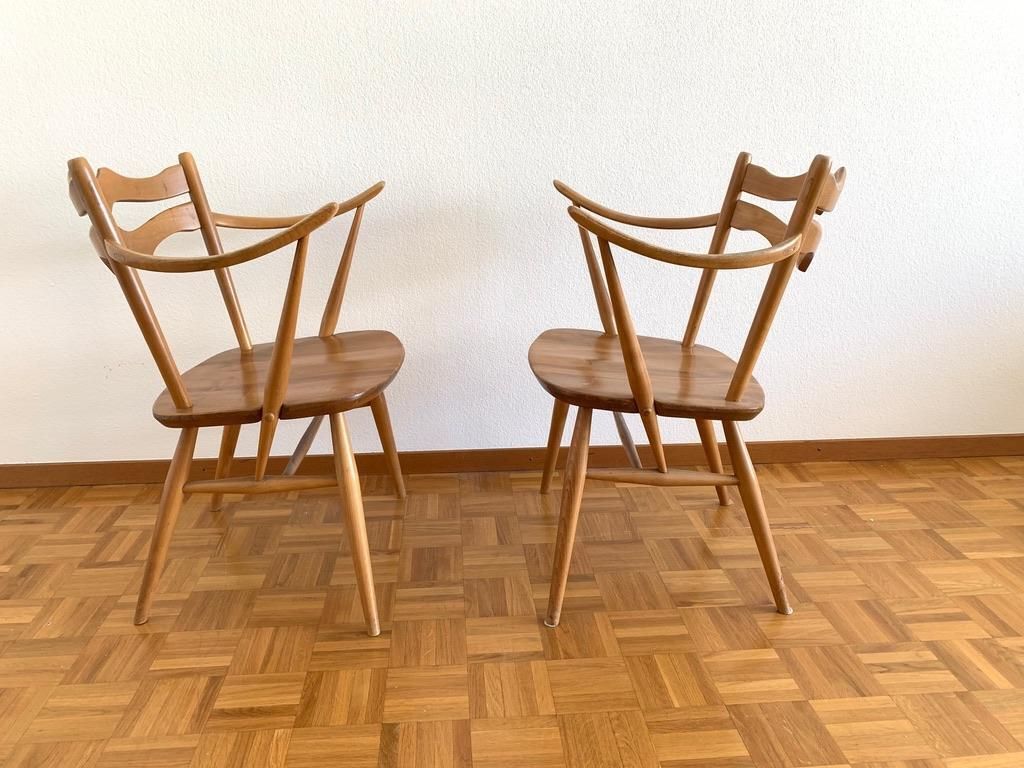 Elegant Pair Of Elm And Beech Easy Chairs By Ercol, Uk, 1950s. Model 493. photo Furniture
