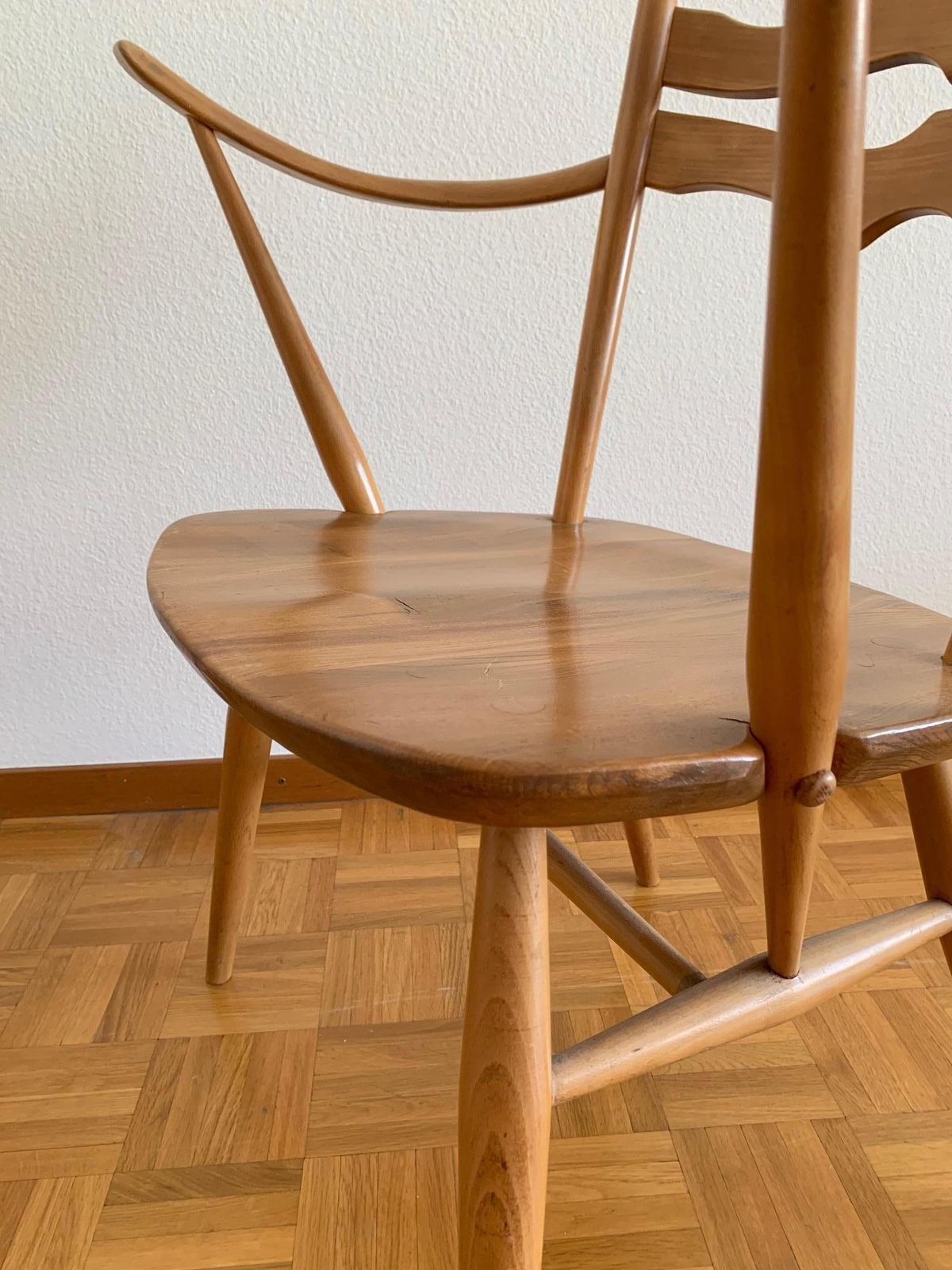 Elegant Pair Of Elm And Beech Easy Chairs By Ercol, Uk, 1950s. Model 493. photo buy
