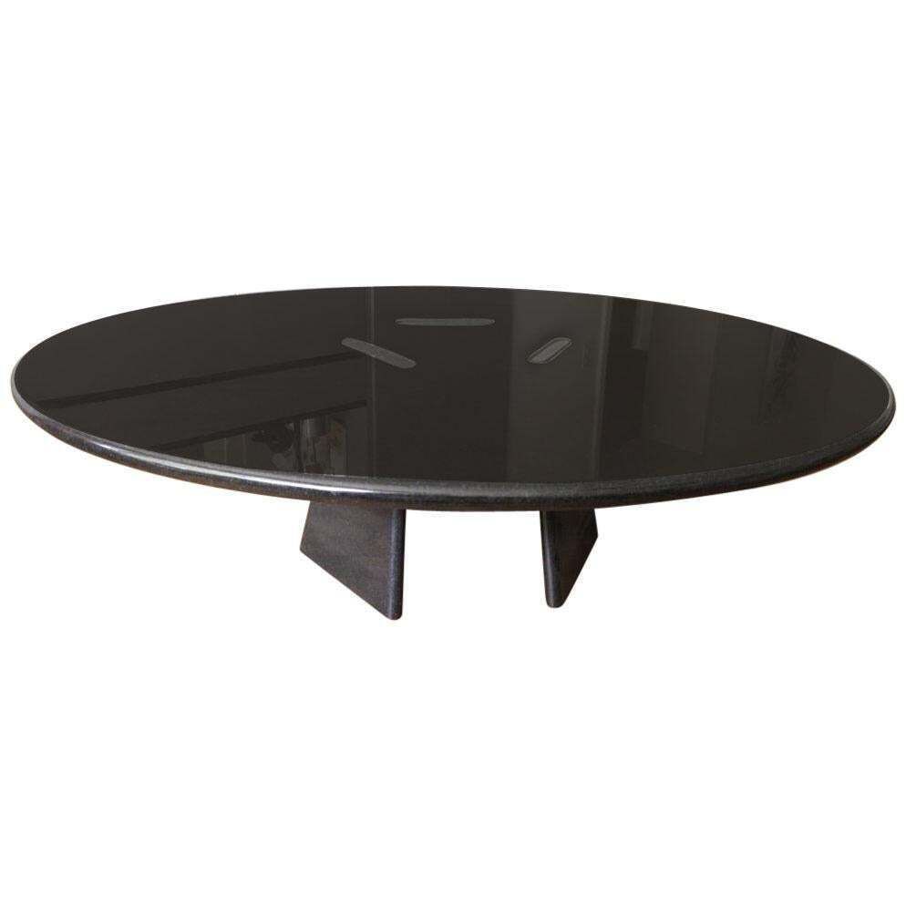 Asolo Black Granite Circular Coffee Table By Angelo Mangiarotti