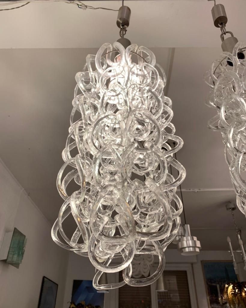 Angelo Mangiarotti Vistosi Giogali Pendant Chandeliers Lamp Ceiling Light Glass photo for sale