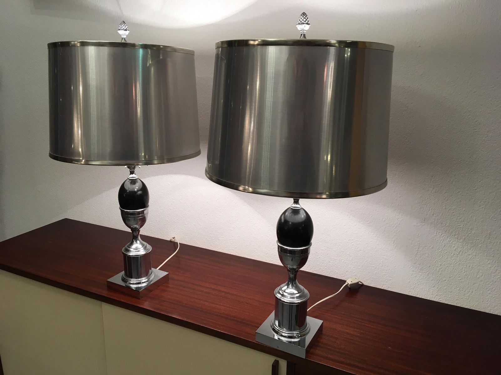 Lighting Pair Of Chrome And Acrylic Table Lamps Style Maison Charles photo