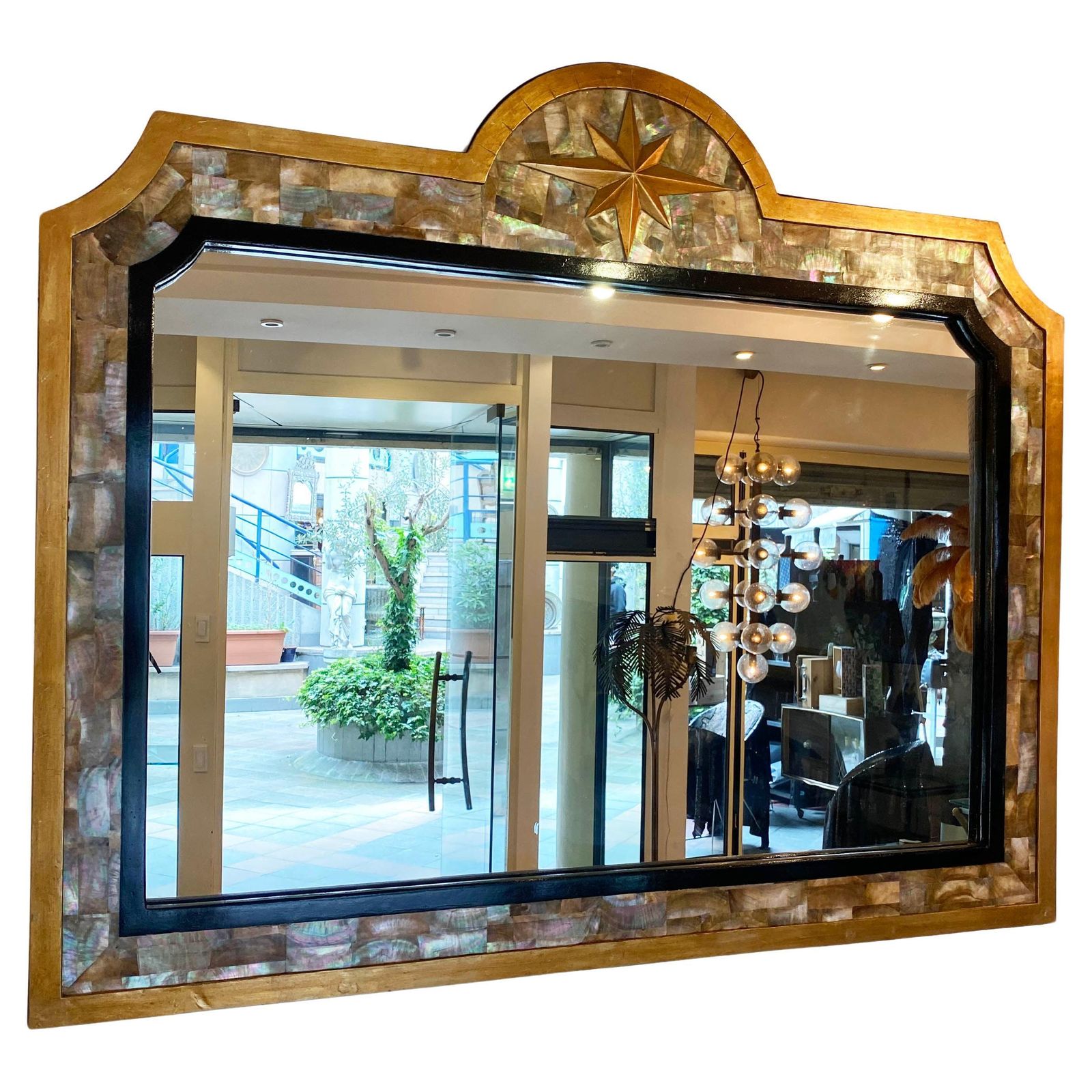 Sublime Mirror Tahitian Mother Of Pearl, Gilded Wood And Glass 1940 photo furniture