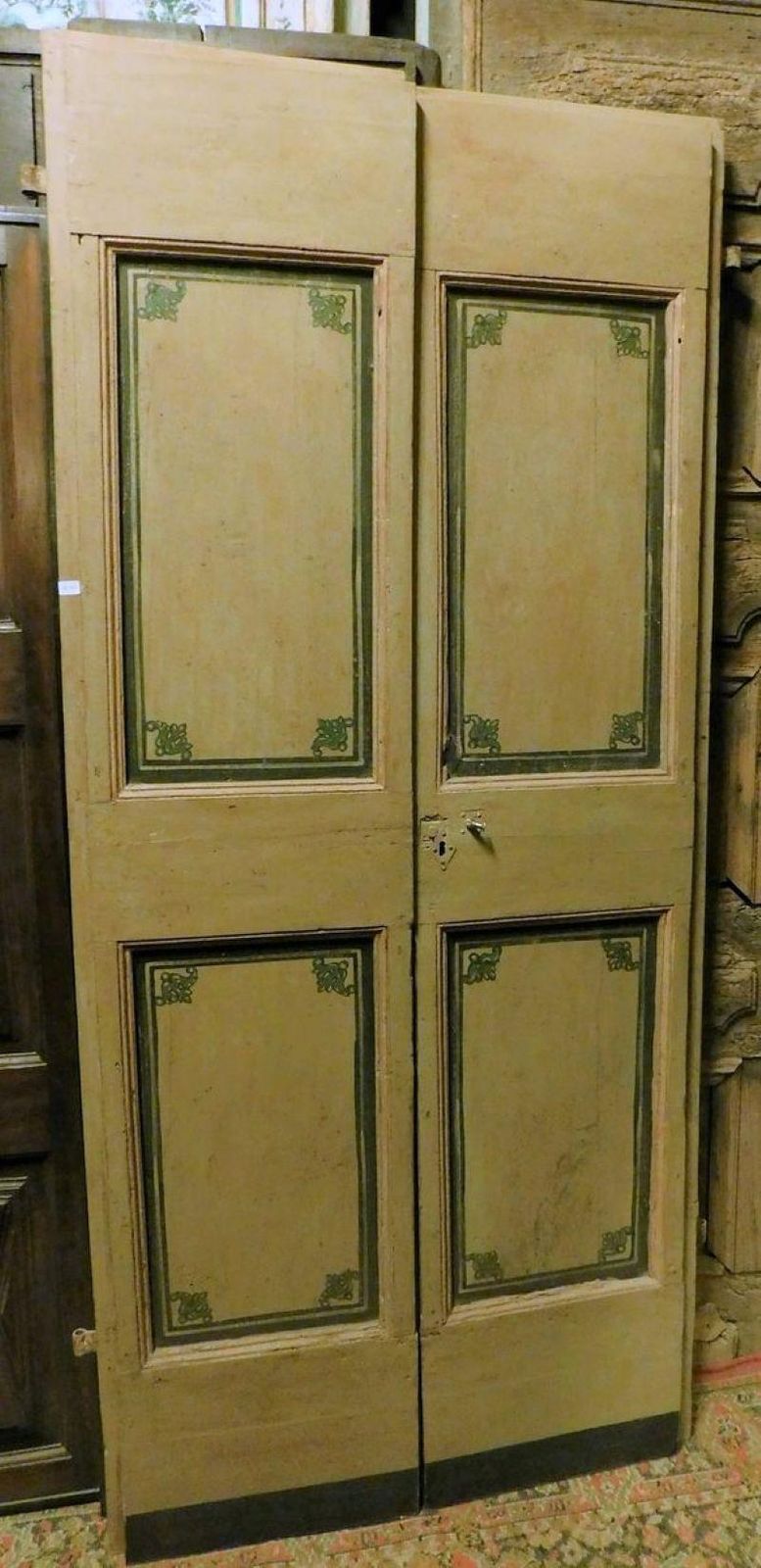 Double Leaf Door In Lacquered Wood, Painted Panels, Italy photo furniture