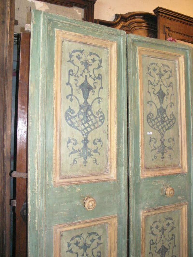 Double Leaf Door In Lacquered Wood, Richly Painted Panels, Italy photo Home Fixtures
