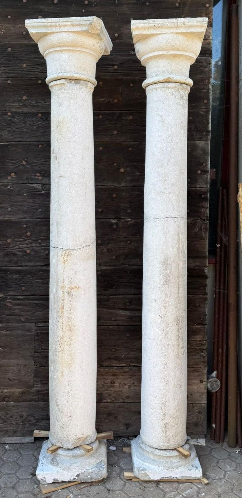Pair Of Botticino Columns With Capitals And Base, Italy photo furniture