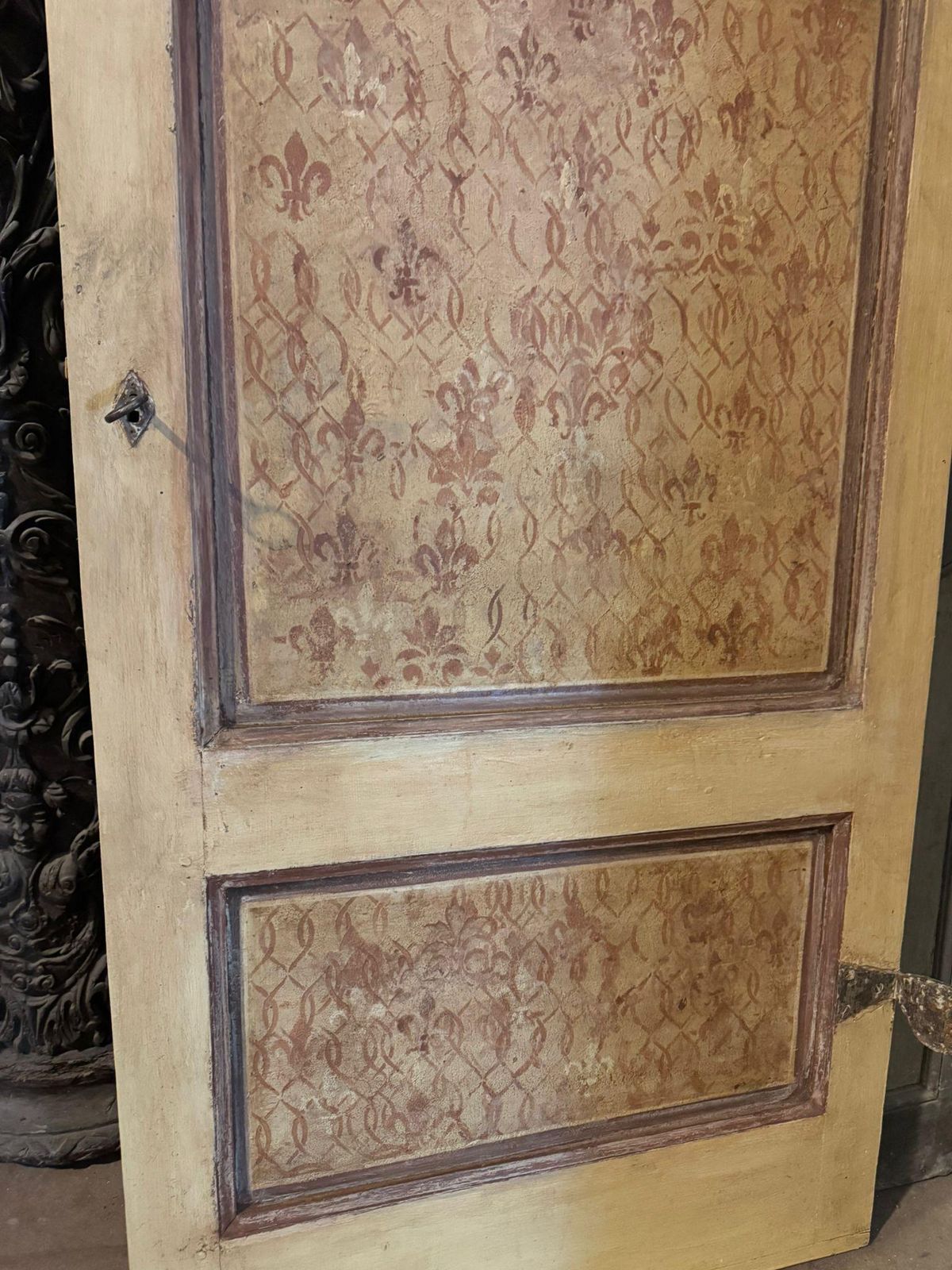Yellow And Red Lacquered Interior Door, Italy photo for sale