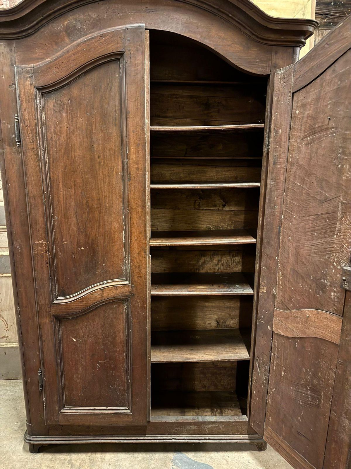 Solid Walnut Two Door Wardrobe With Curved Panel, Italy photo Furniture