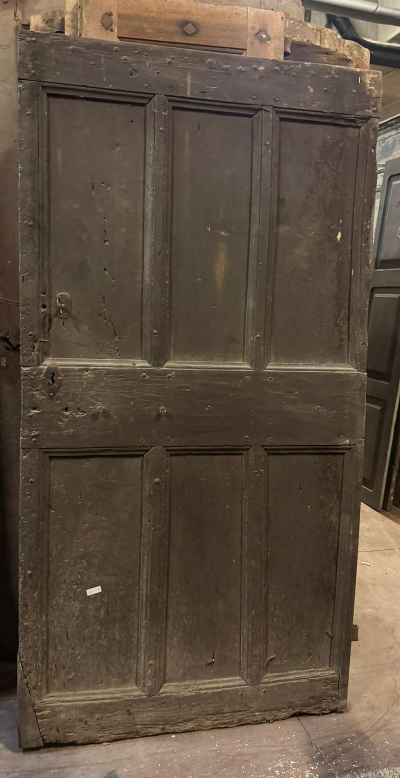 Patinated Wooden Entrance Door, Main Door Rustic Carved With Panels, Italy photo Home Fixtures