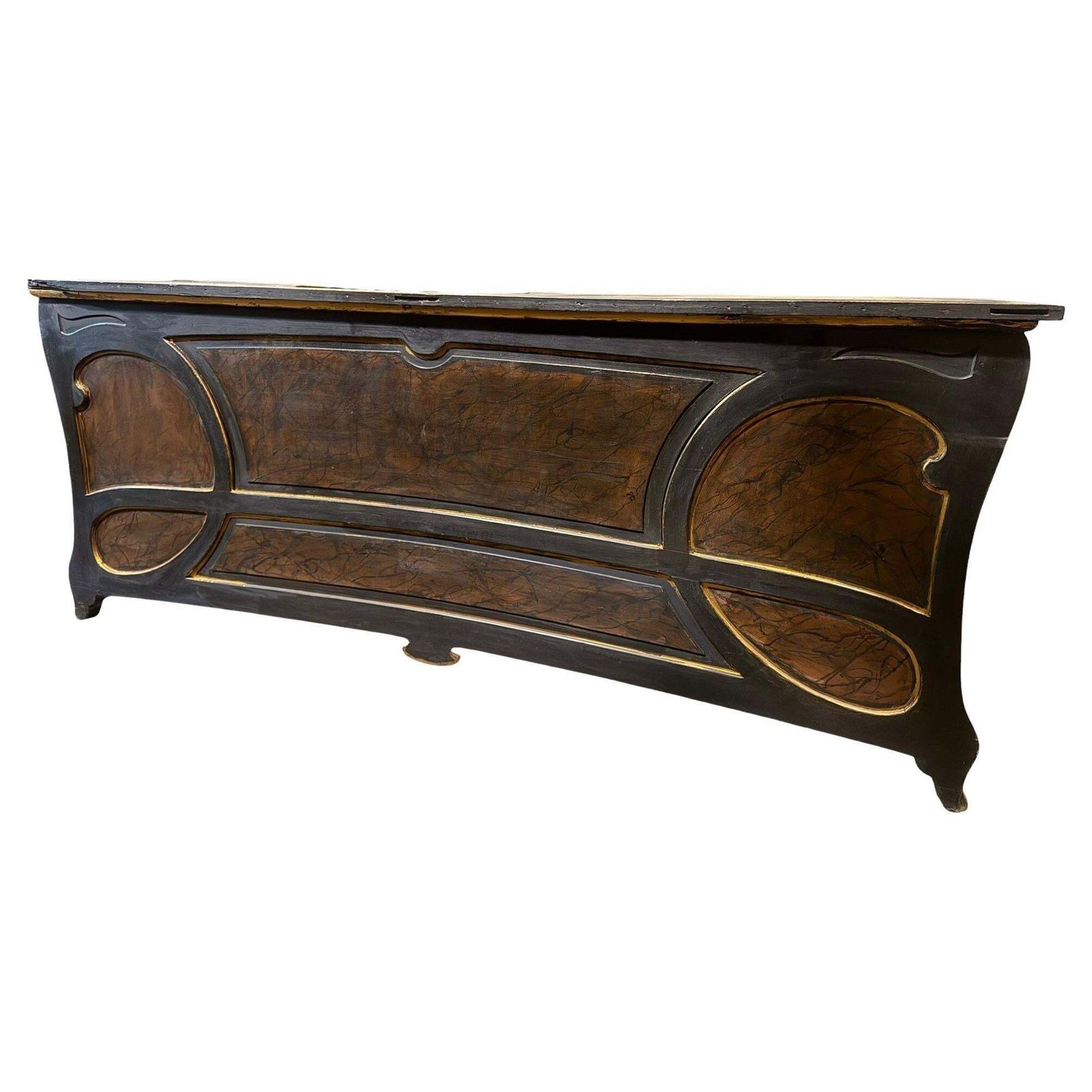 Art Nouveau Shop Counter In Lacquered Wood With A Faux Marble Effect, Italy