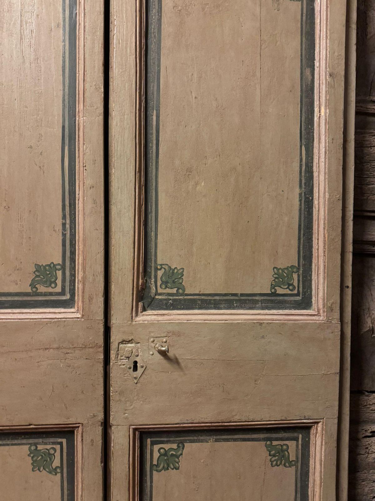 Double Leaf Door In Lacquered Wood, Painted Panels, Italy photo for sale