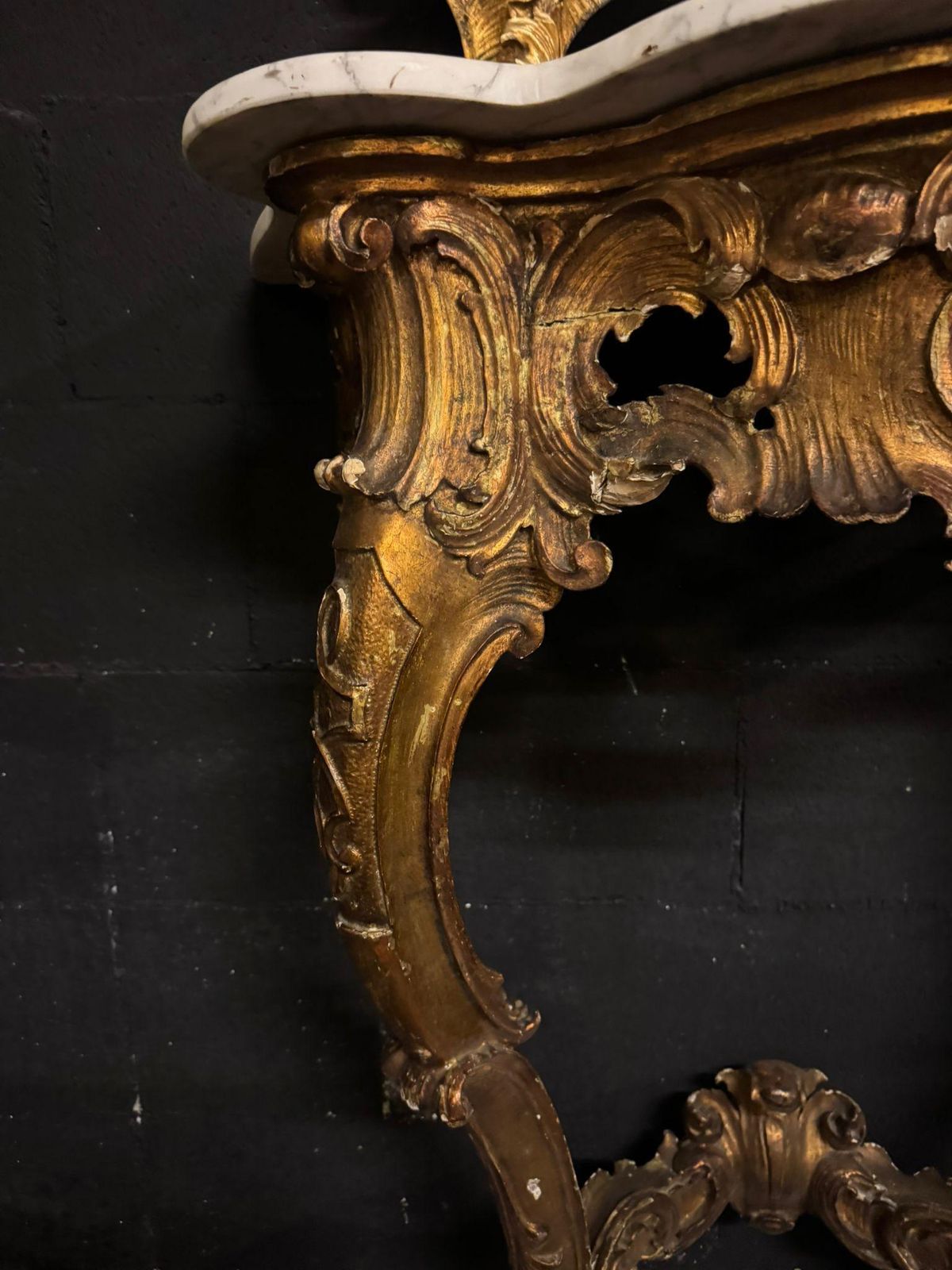 Console With Mirror In Carved And Gilded Wood And Base Table, Italy photo 2426.0