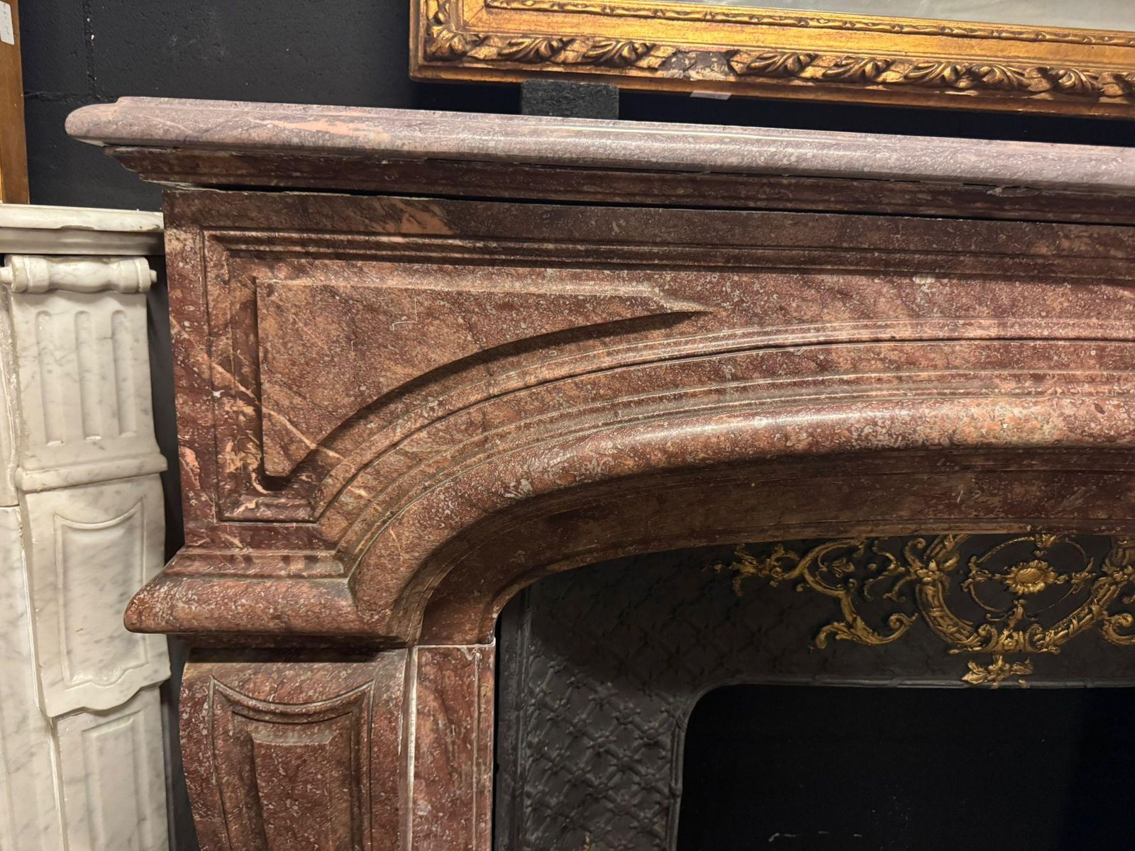 photo for sale Mantle Fireplace In Rosso Lepanto Marble, Italy