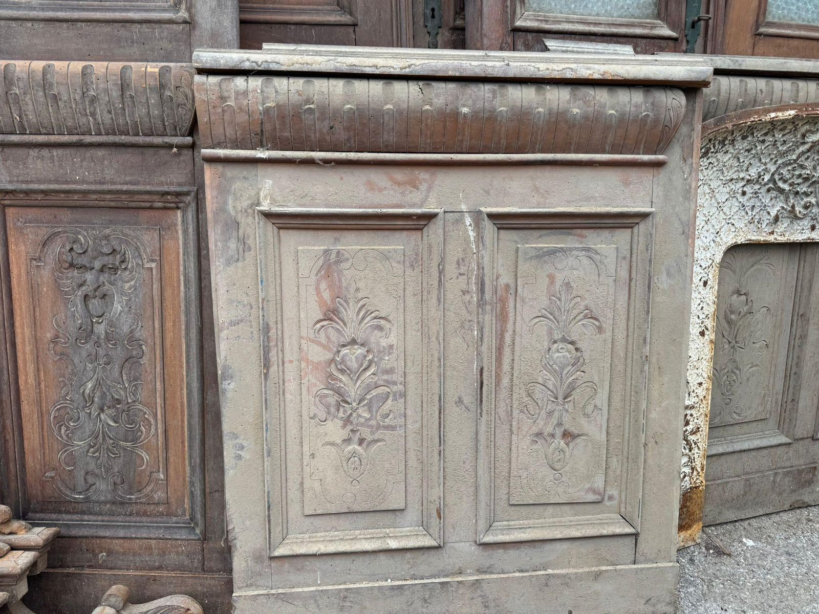 Liberty Boiserie In Walnut With Carved Panels And Three Double Doors (One Glass) photo buy