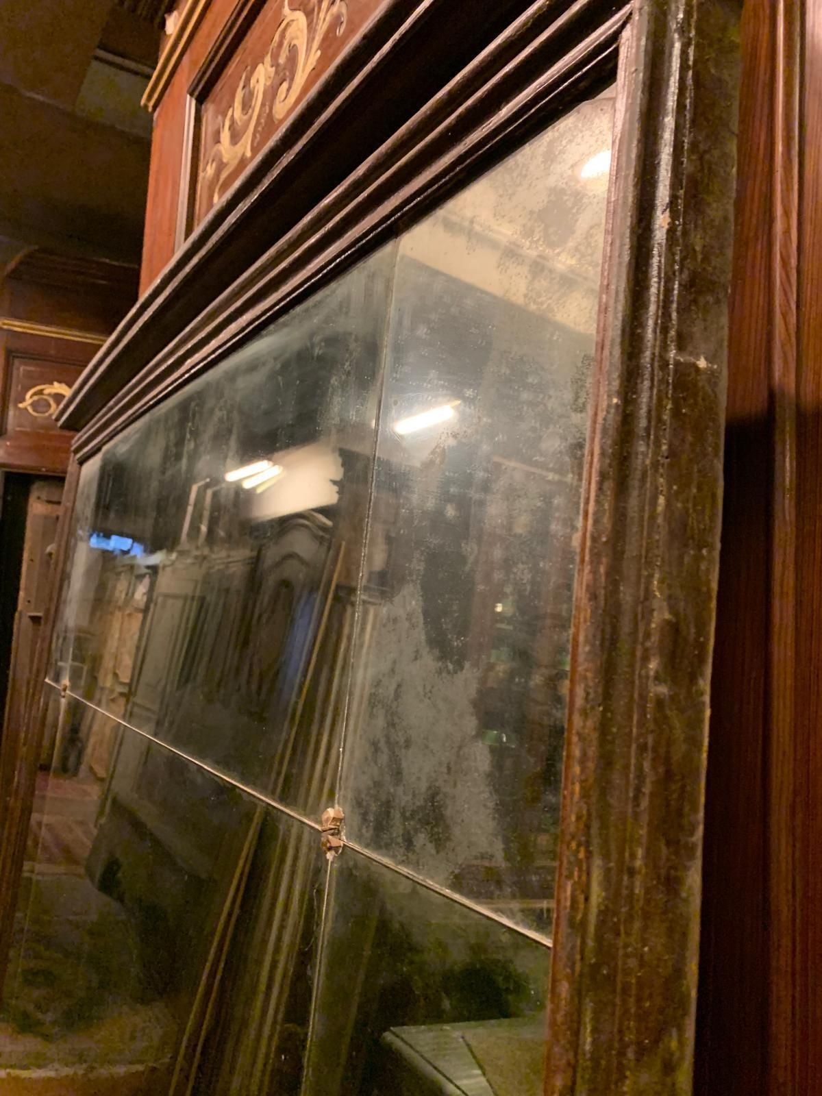 Lacquered Wood Mantelpiece Mirror With Separate Glass, Italy photo vintage