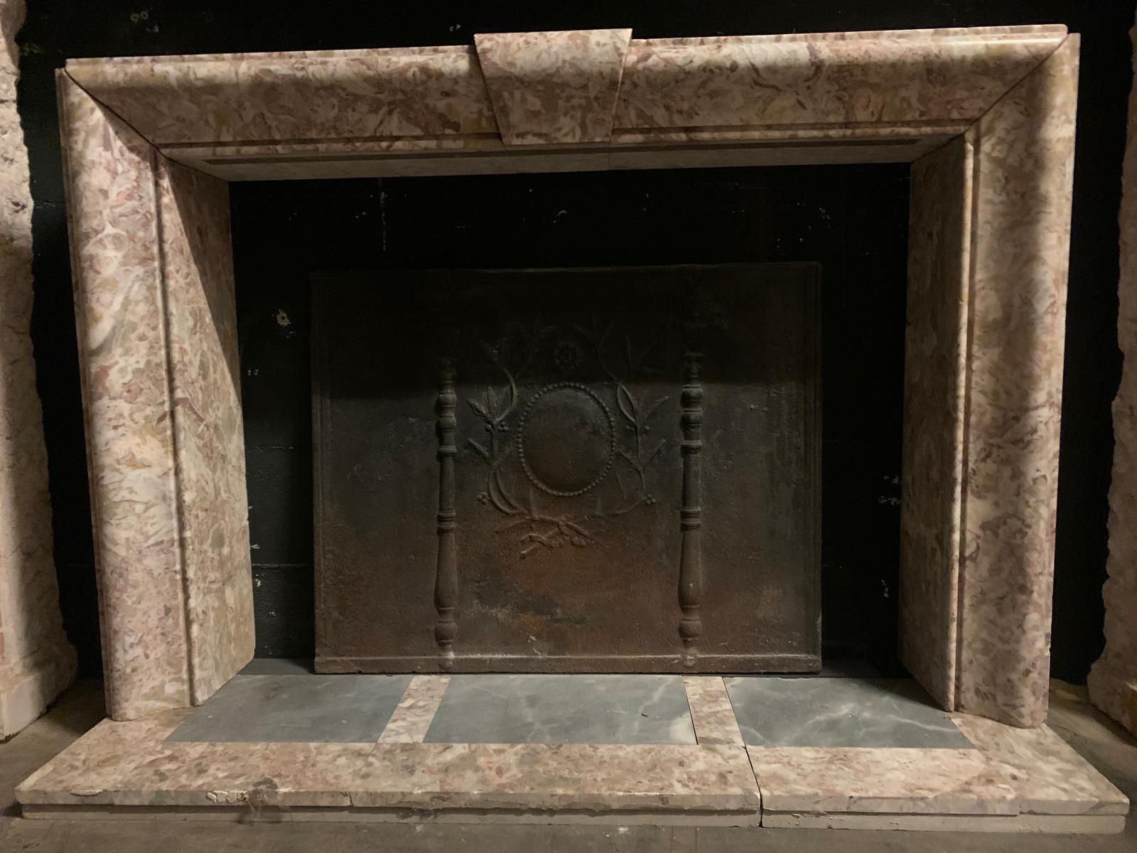 4071.0 Art Deco Mantle Fireplace In Peach Blossom Marble, Italy photo