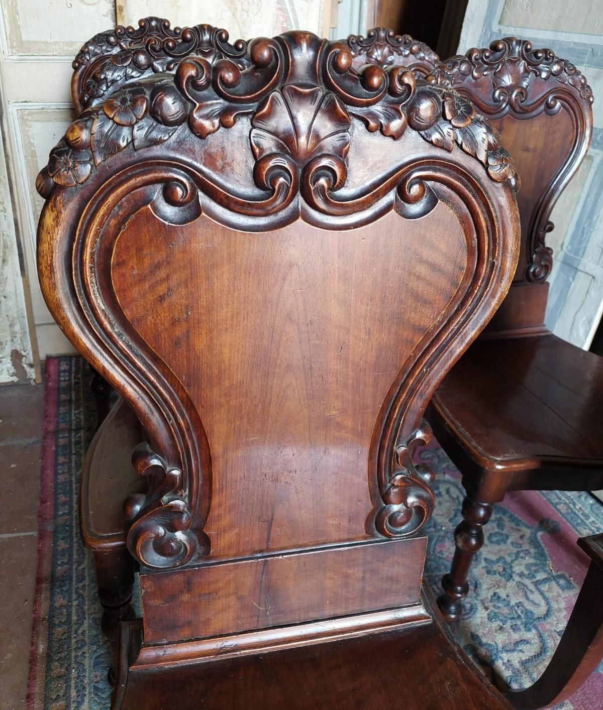 Set Of 6 Walnut Chairs, Richly Carved, Italy photo 1473.0
