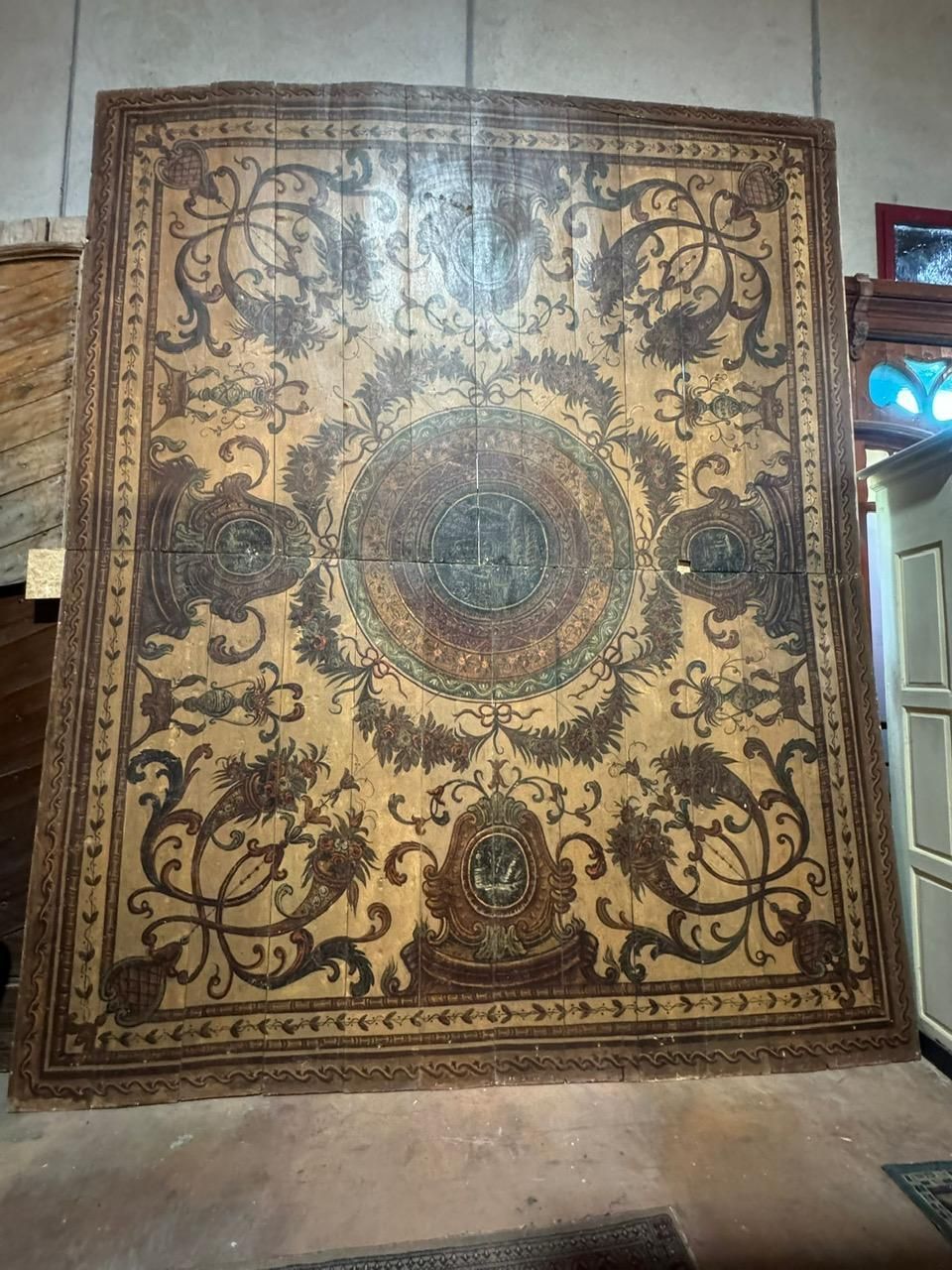 photo furniture Majestic Ceiling With Lacquered And Painted Wooden Planks, Italy