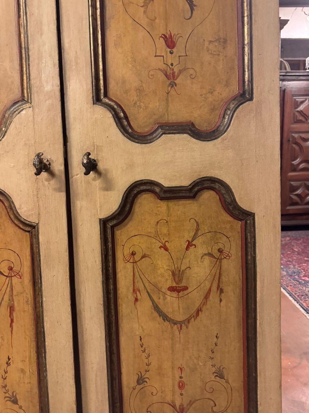 Double Door In Lacquered And Painted Wood, Golden Moldings, Italy photo vinterior