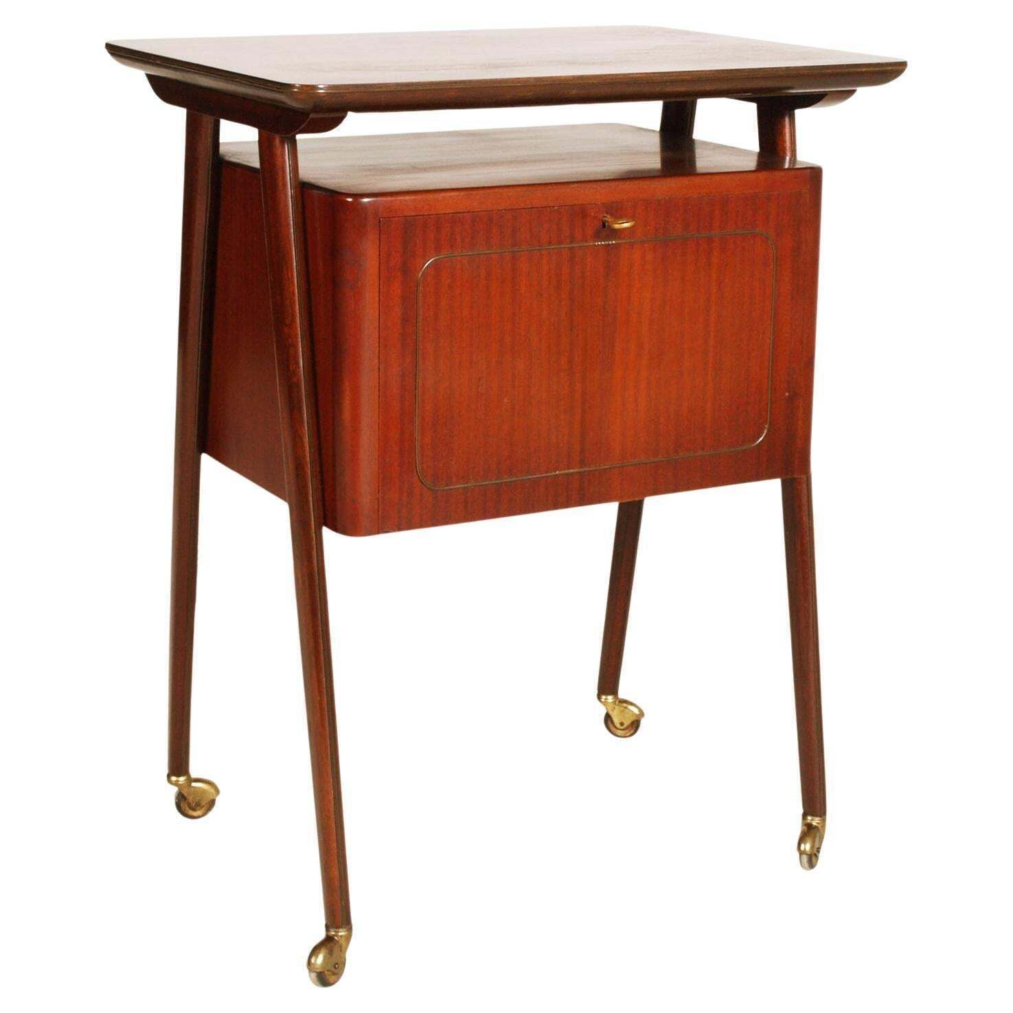 Mid Century Bar Cart By Mim Rome Attributed Ico Parisi In Teak