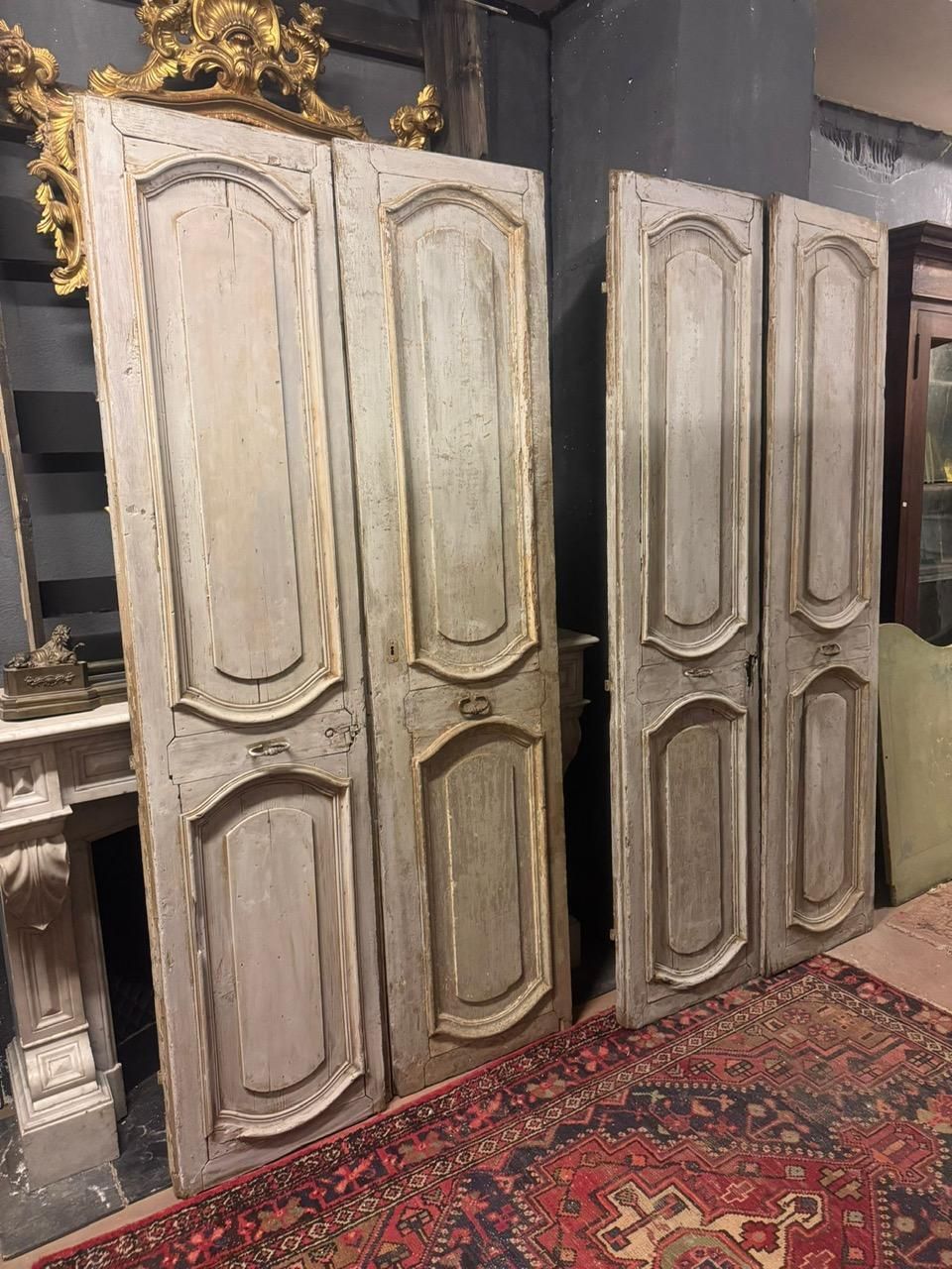 N.2 Double Interior Doors In Lacquered Wood, In First Patina, Italy photo furniture
