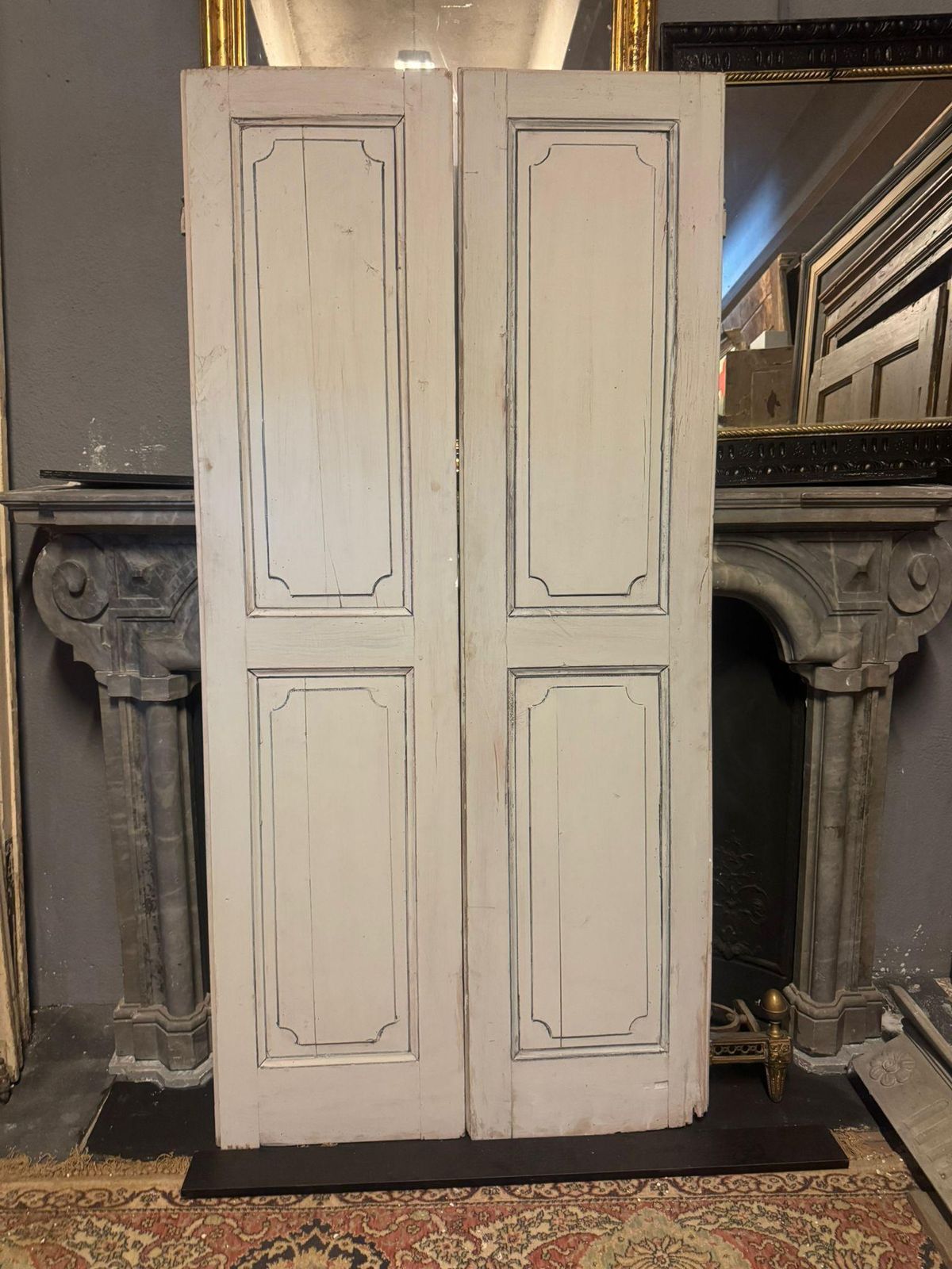 Double Door In Lacquered Wood, Light Blue And Grey Dust, Italy photo furniture