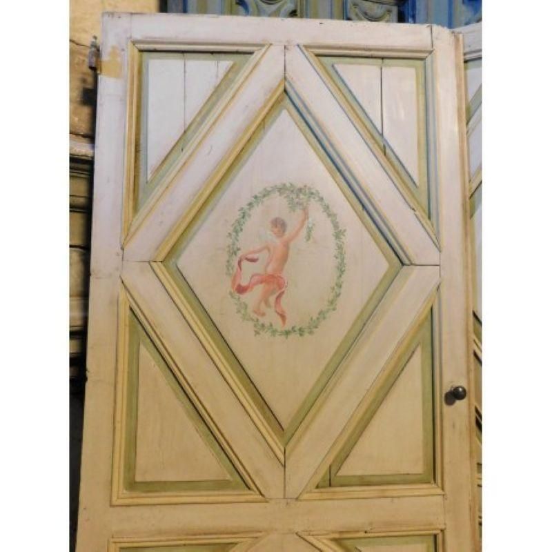 N.2 Single Leaf Doors Lacquered Wood, Not Identic Painted Dancing Angels, Taly photo vinterior