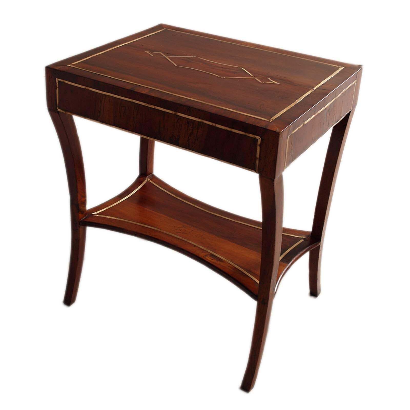 1810s Venetian Empire Work Table, Walnut , Extensively Decorated In Brass Inlay photo for sale