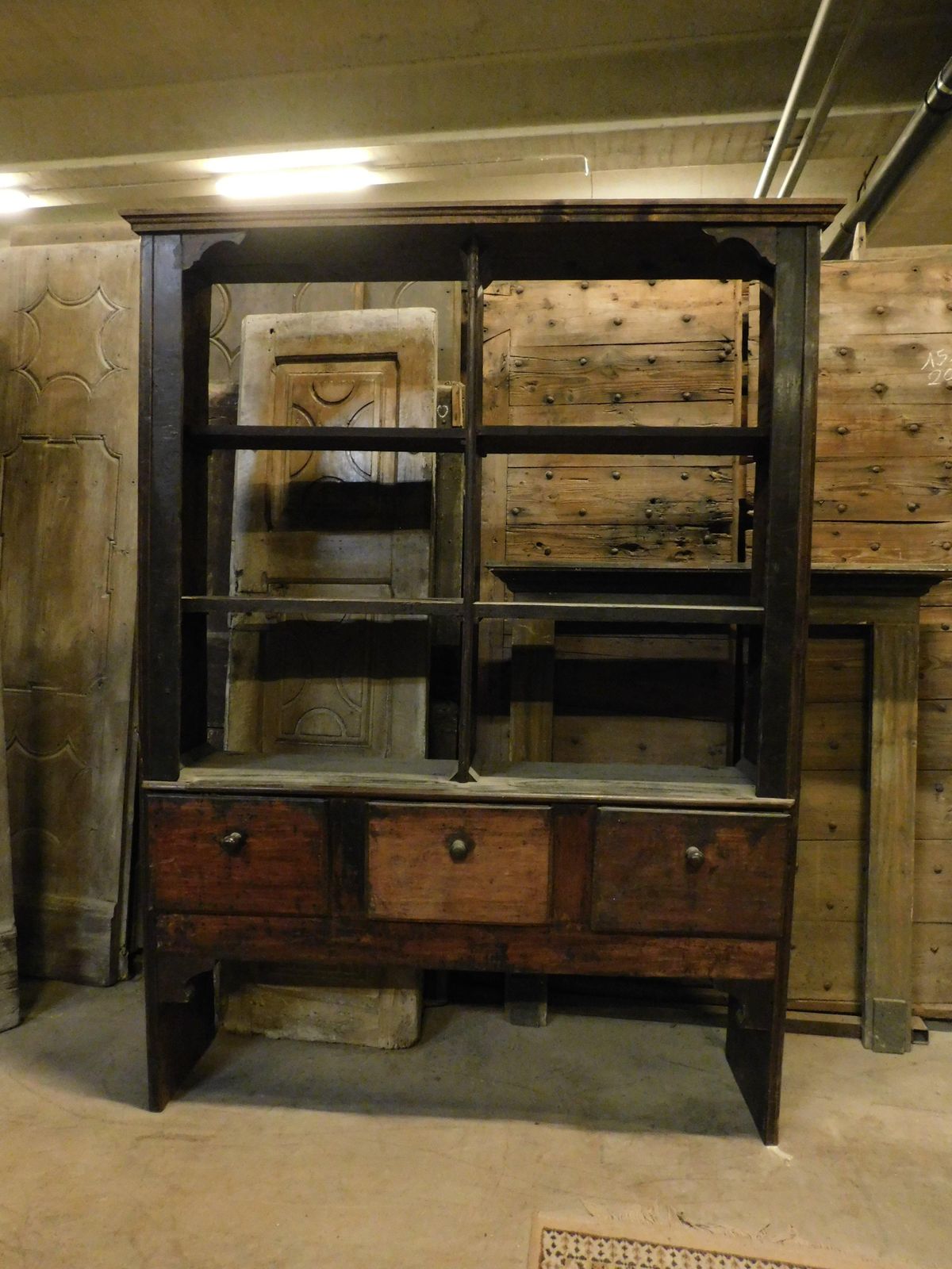 Cabinets Credenzas Rustic Etagere Bookcase In Poplar Wood, Italy photo Furniture
