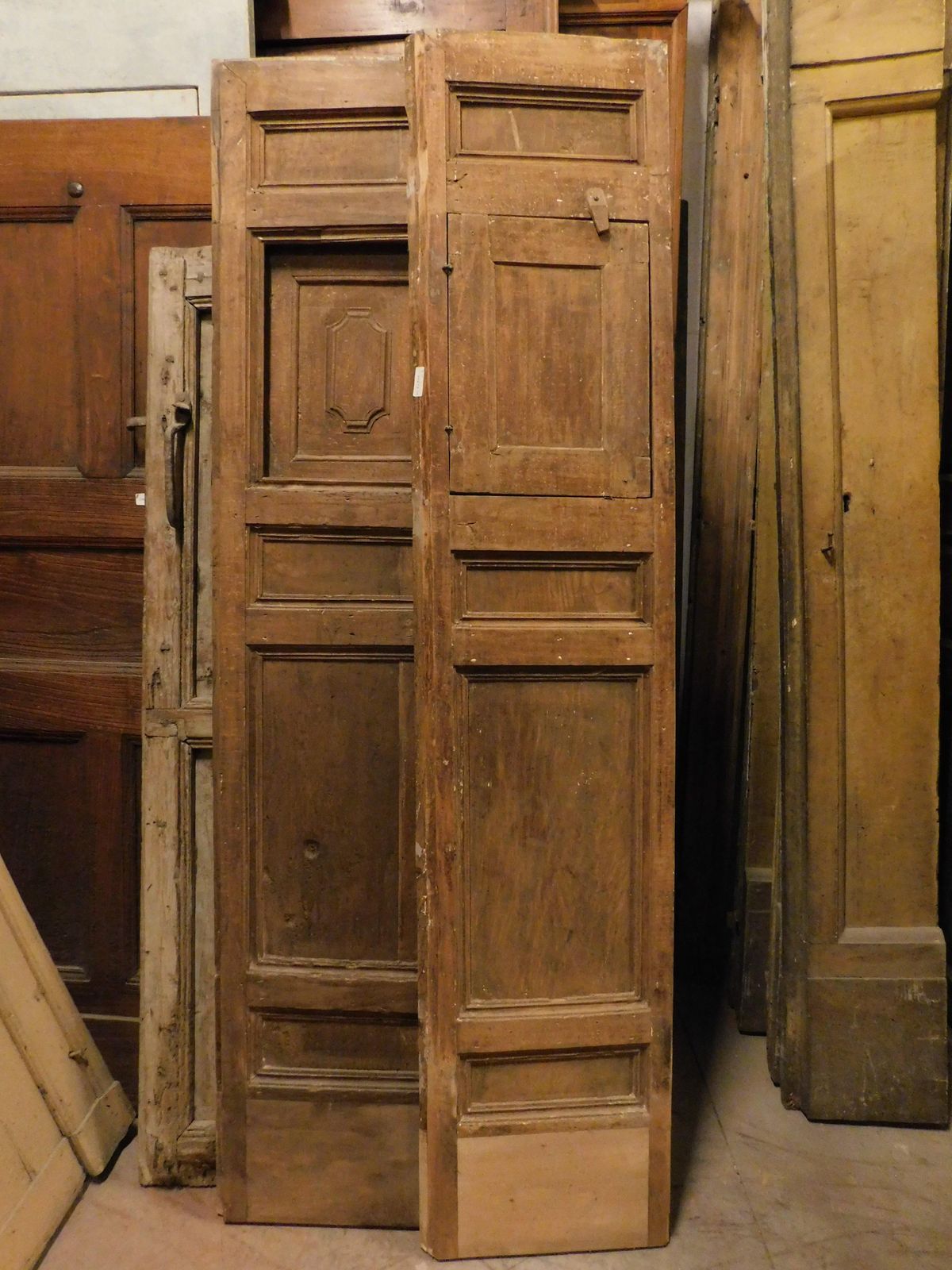 photo for sale Double Leaf Door In Walnut With Small Opening Windows, Italy